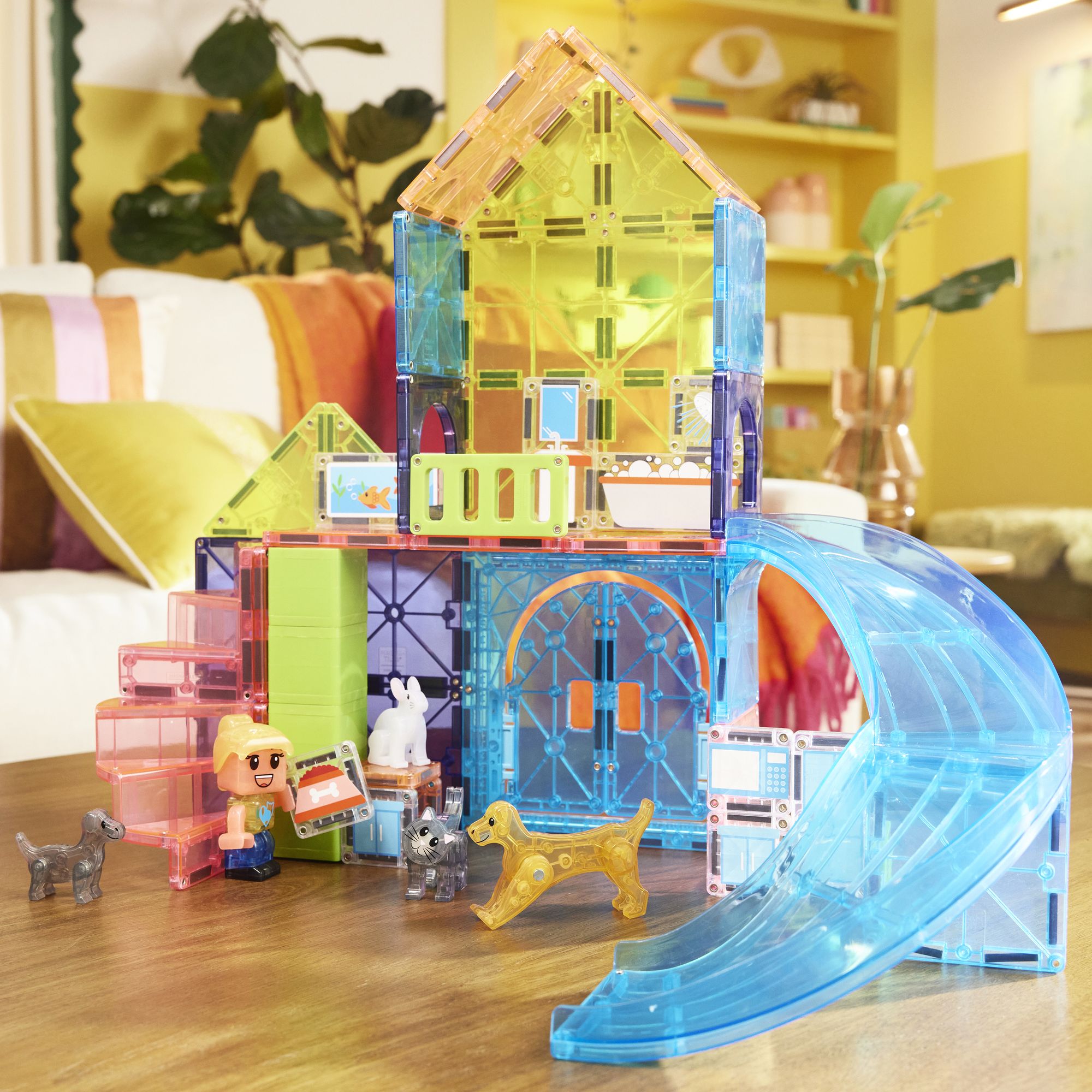 MAGNA-TILES® Pet Playhouse 50-Piece Magnetic Construction Set, The Original Magnetic Building Brand