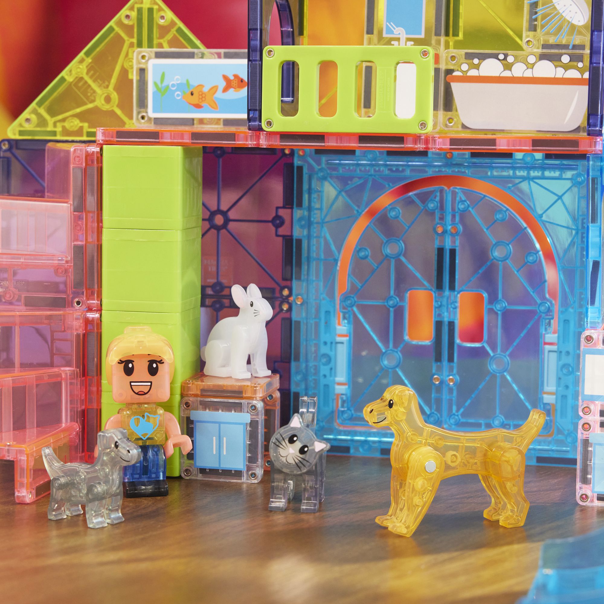 MAGNA-TILES® Pet Playhouse 50-Piece Magnetic Construction Set, The Original Magnetic Building Brand