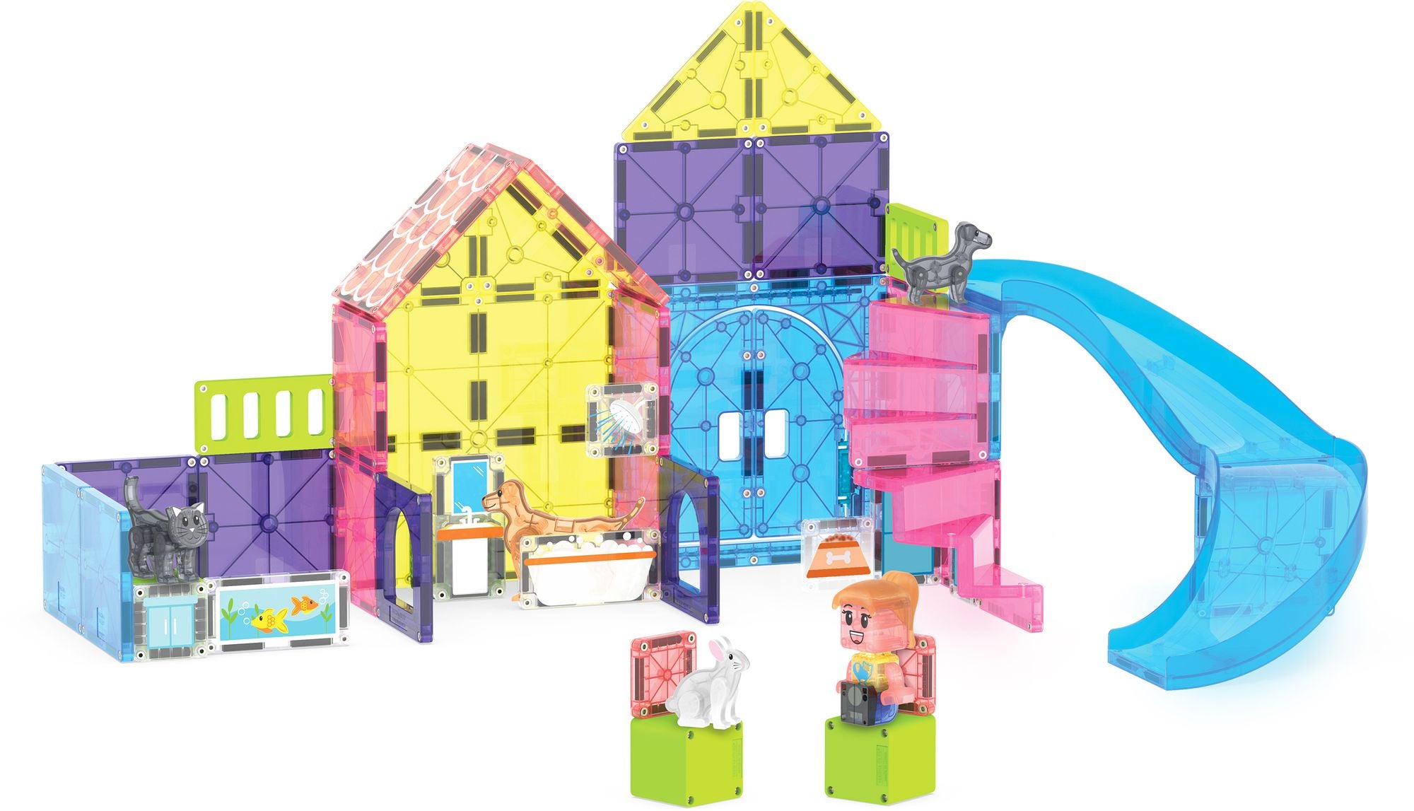 MAGNA-TILES® Pet Playhouse 50-Piece Magnetic Construction Set, The Original Magnetic Building Brand