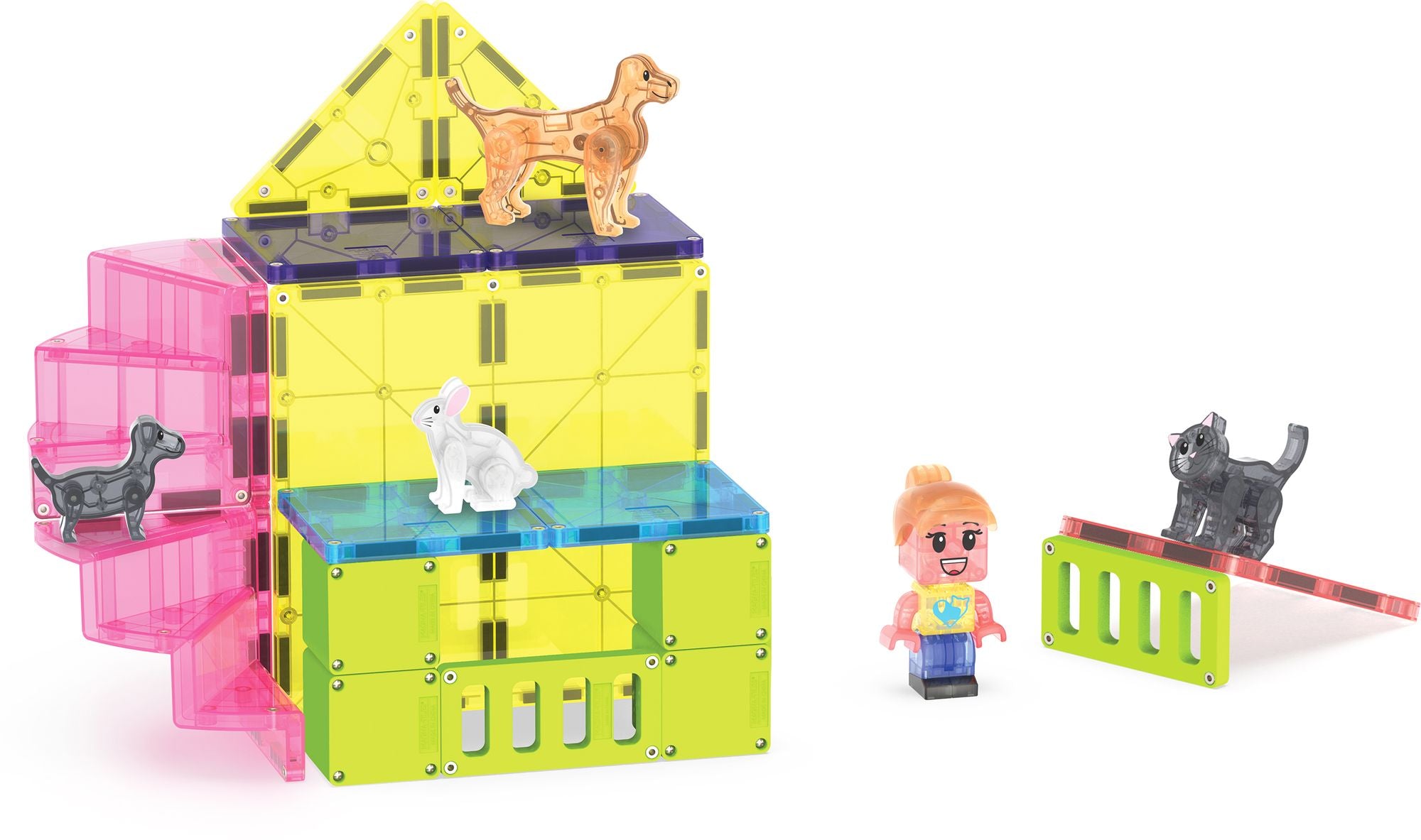 MAGNA-TILES® Pet Playhouse 50-Piece Magnetic Construction Set, The Original Magnetic Building Brand