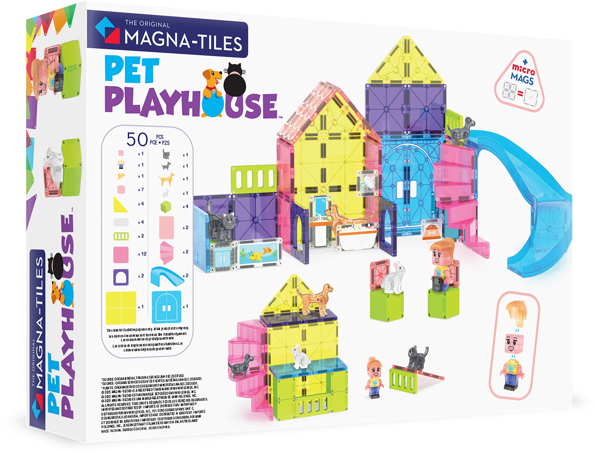 MAGNA-TILES® Pet Playhouse 50-Piece Magnetic Construction Set, The Original Magnetic Building Brand