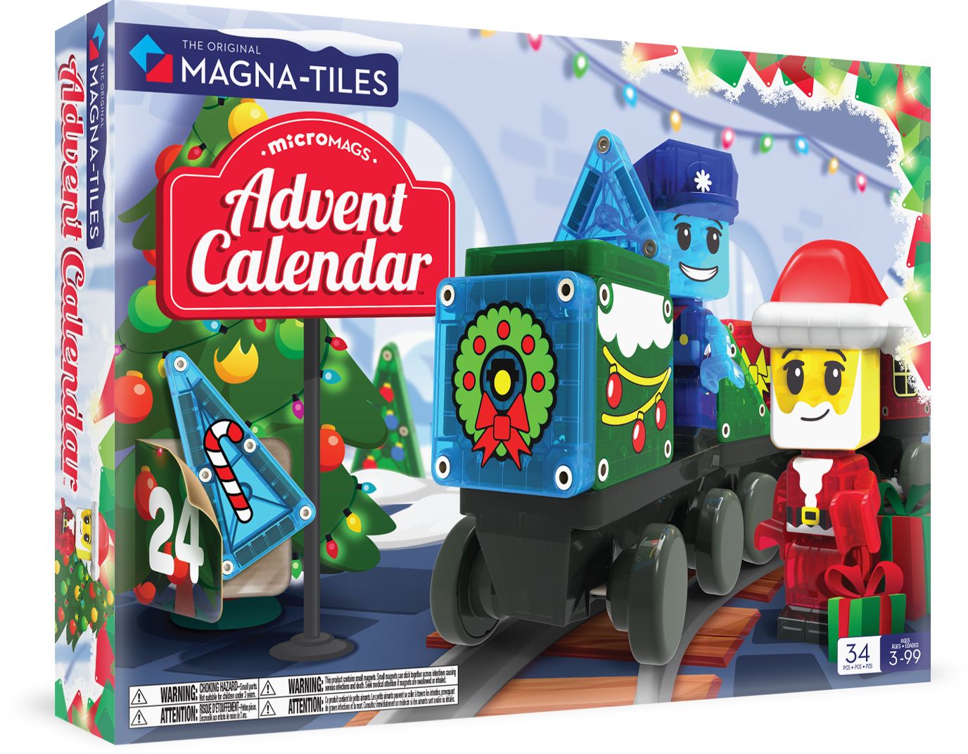 MAGNA-TILES® Advent Calendar 34-Piece Magnetic Construction Set, The Original Magnetic Building Brand