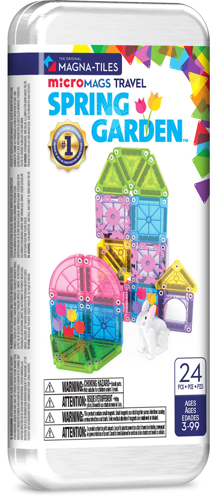 MAGNA-TILES® microMAGS Spring Garden Travel Set 24-Piece Magnetic Construction Set, The Original Magnetic Building Brand
