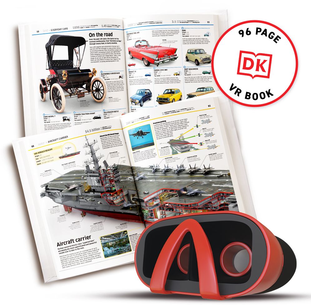 VR Transportation with VR Goggles for 20 + VR experiencs, DK Book and 3D wooden racecar puzzle