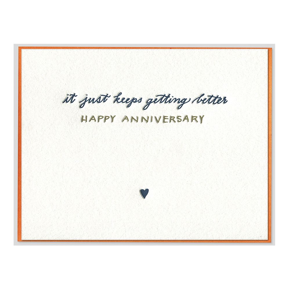 Keeps Getting Better Anniversary Card