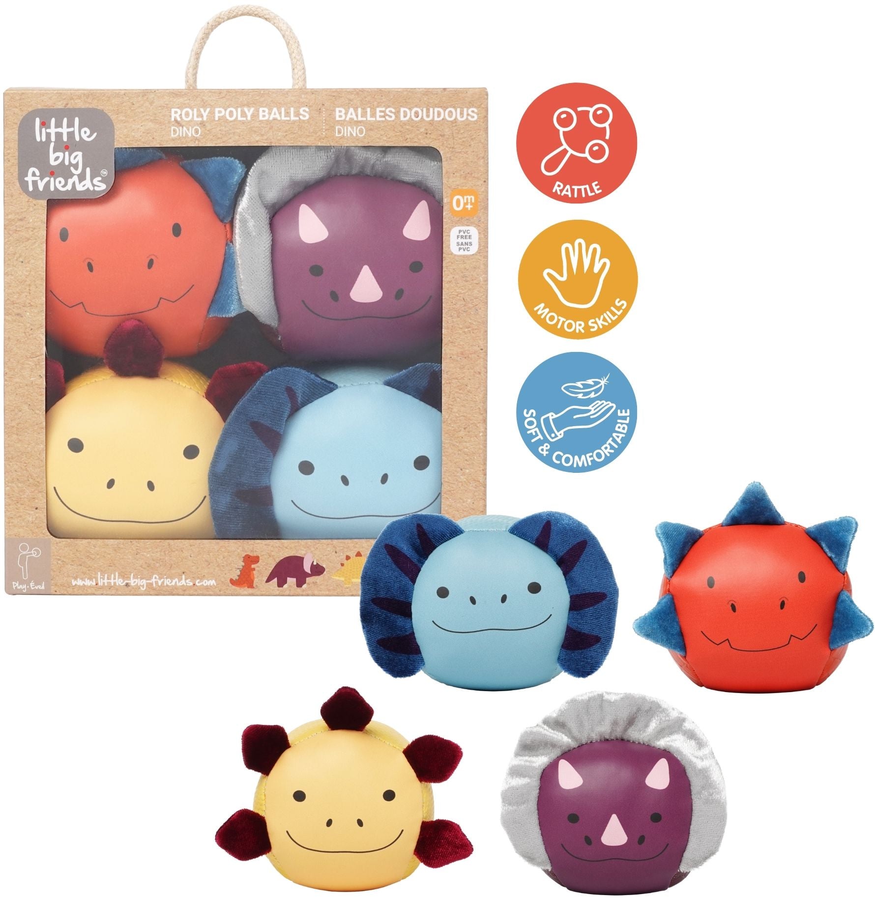 Roly Poly Balls - Dino Set of 4