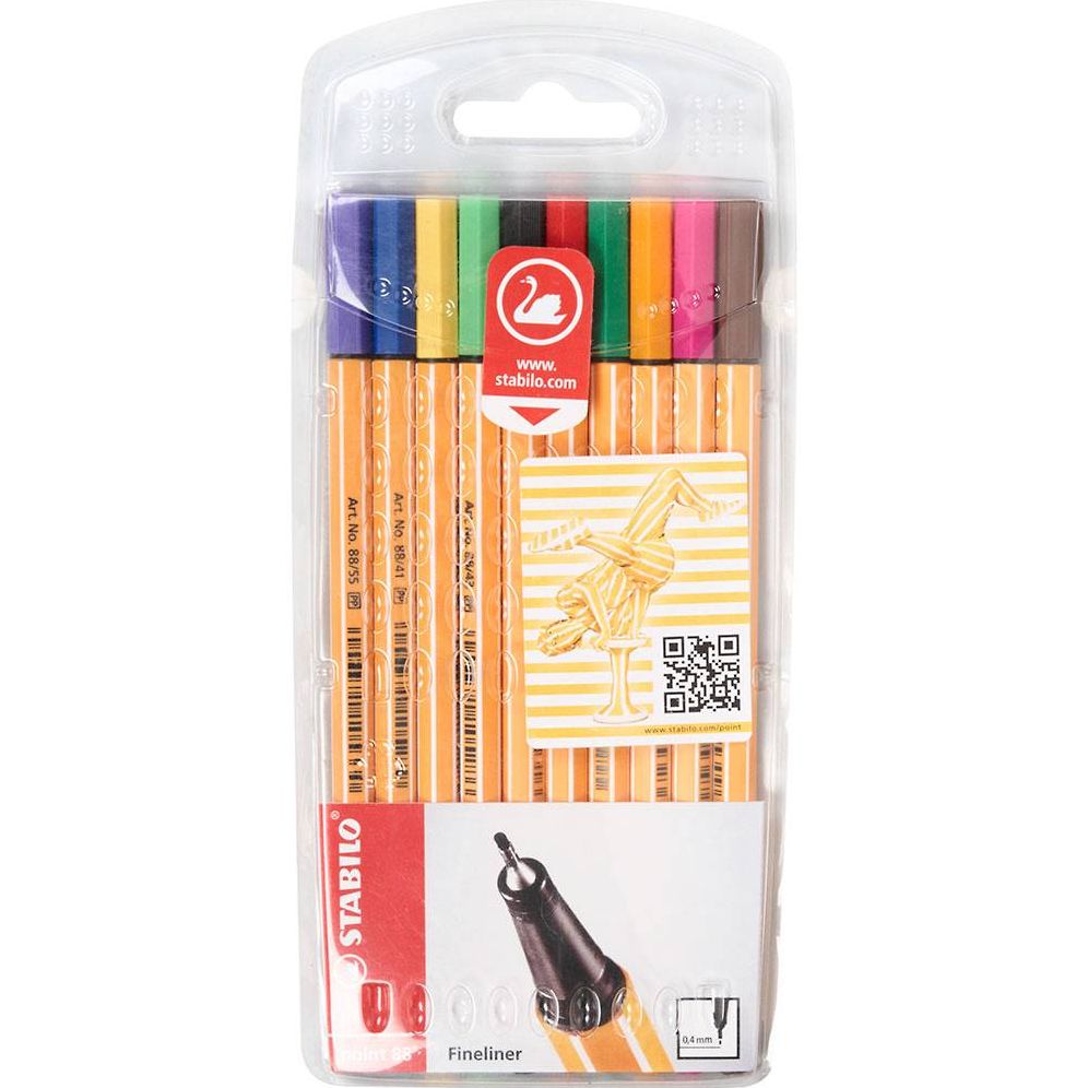 STABILO POINT 88 FINELINER 10 PIECE WALLET