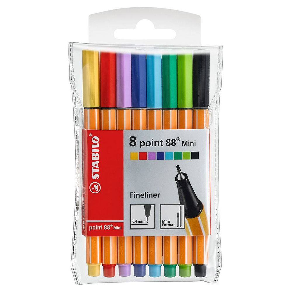 STABILO POINT 88 FINELINER MINI 8 PIECE WALLET