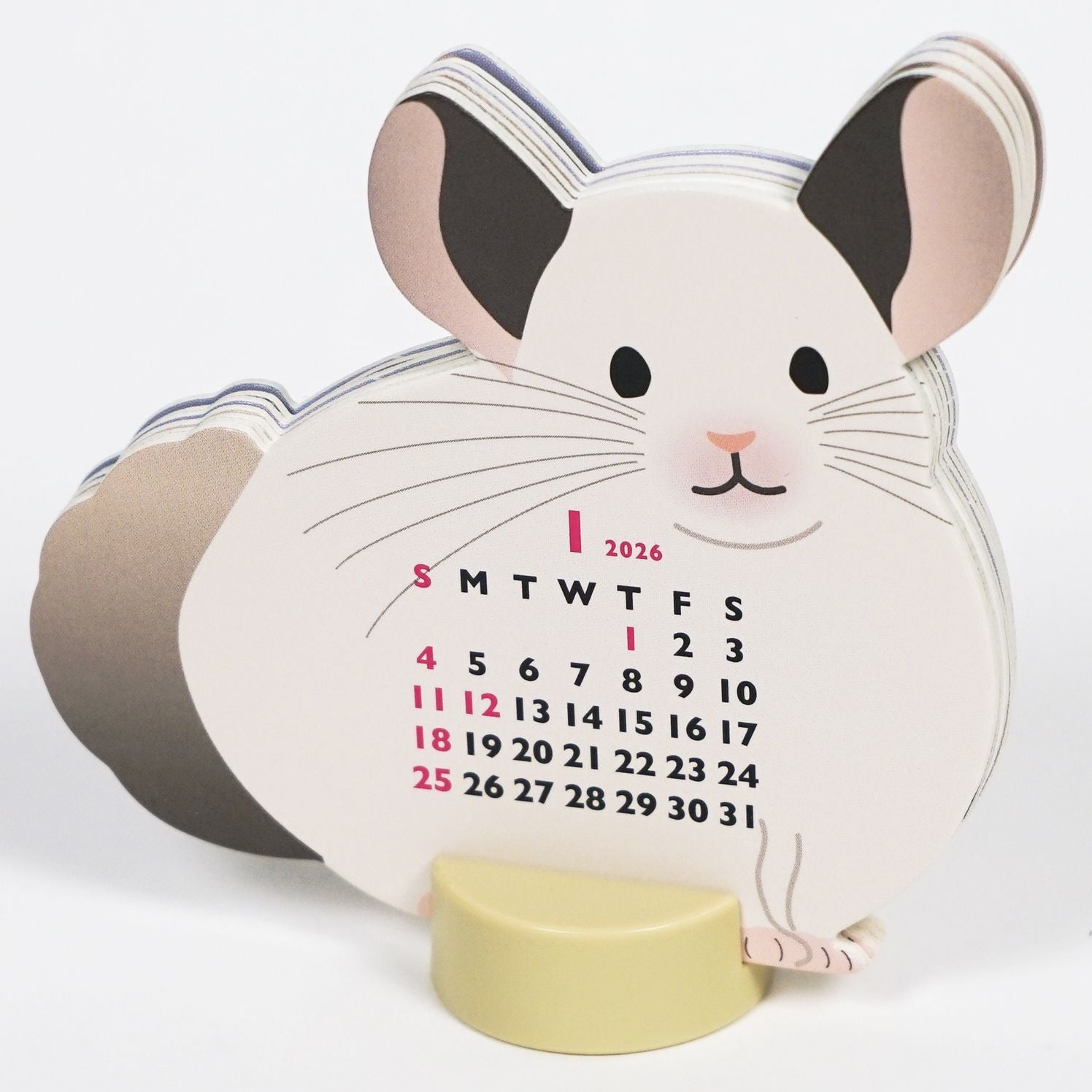 2026 ANIMAL DIE CUT MINI CALENDAR-CHINCHILLA