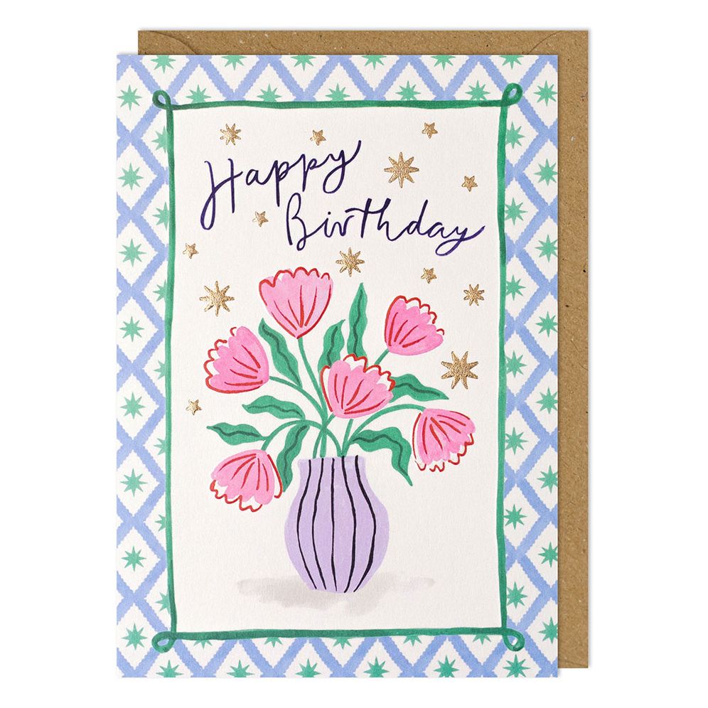 Vase of Flowers Genevieve Birthday Card