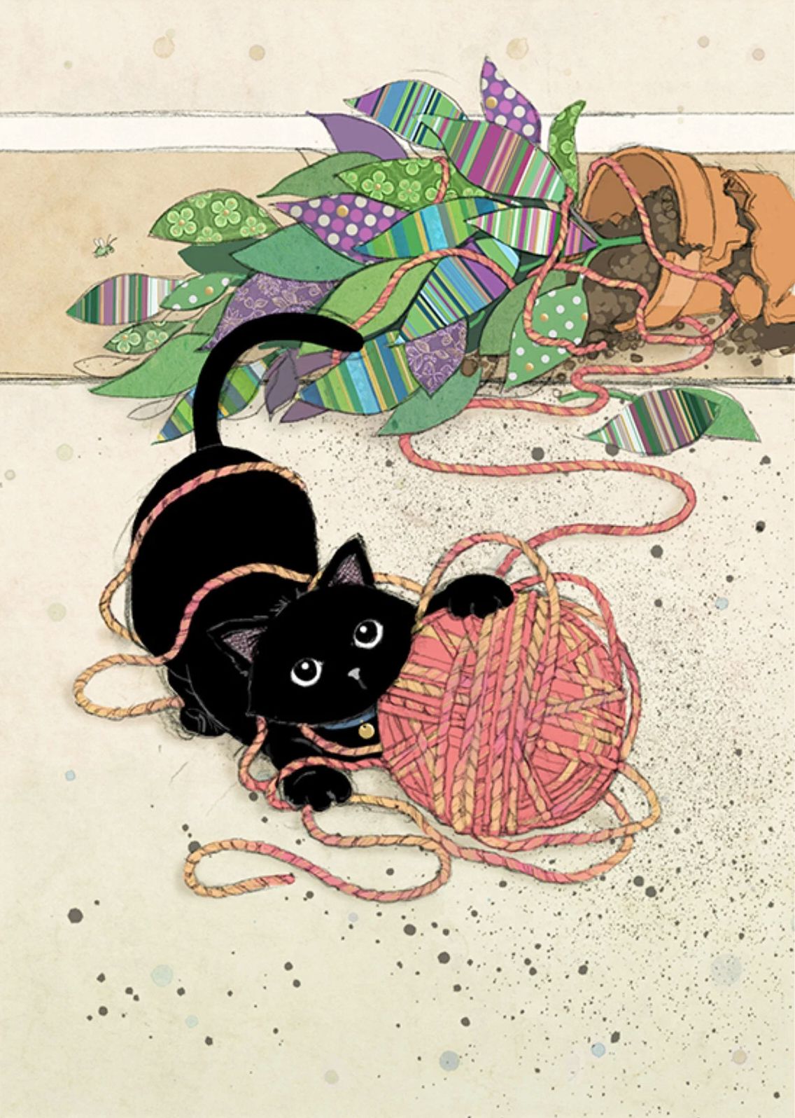 BLANK YARN CAT GREETING CARD