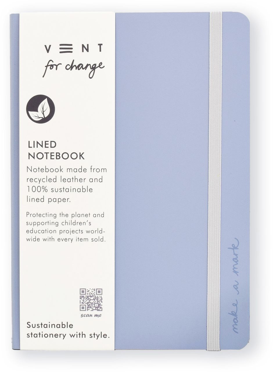 MAKE A MARK A5 Recycled Lined Leather Notebook Dusty Blue