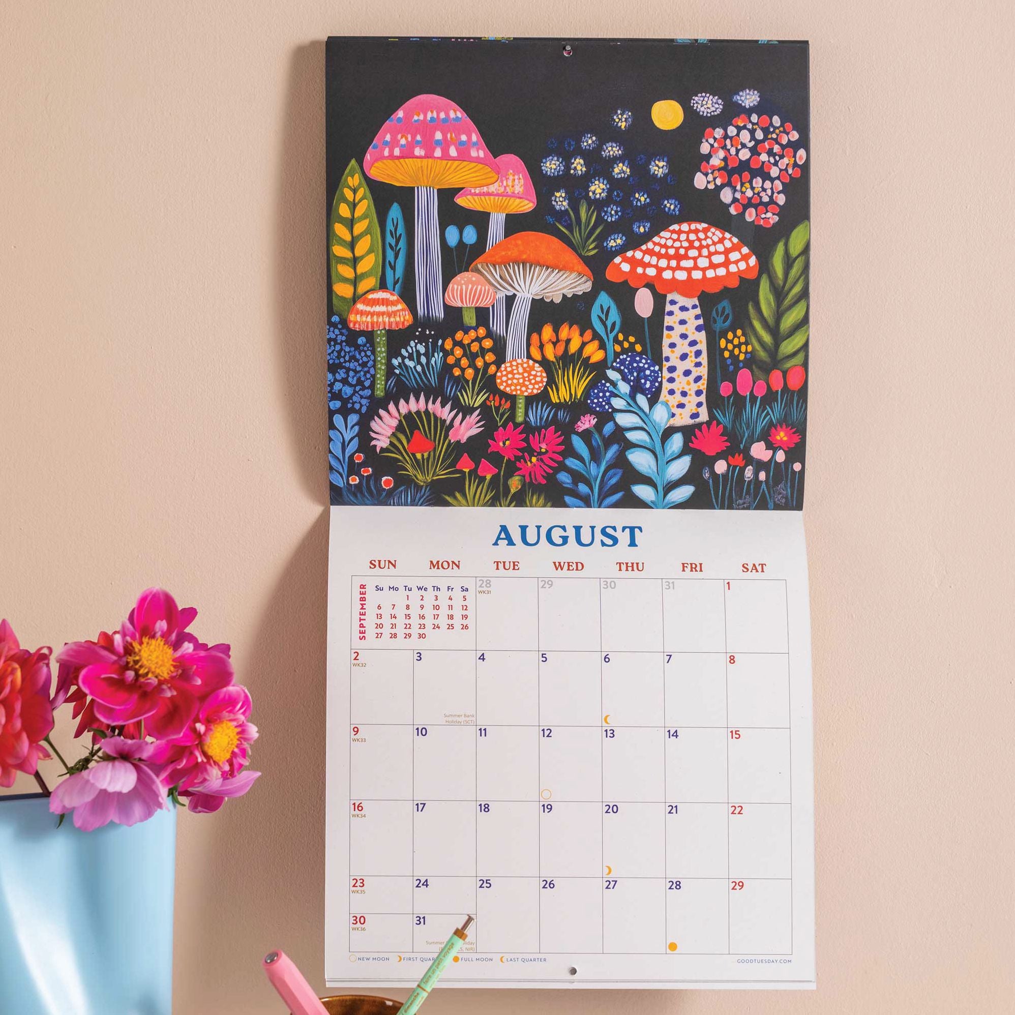 2026 Folk Art Plantscapes Large Grid Art Calendar