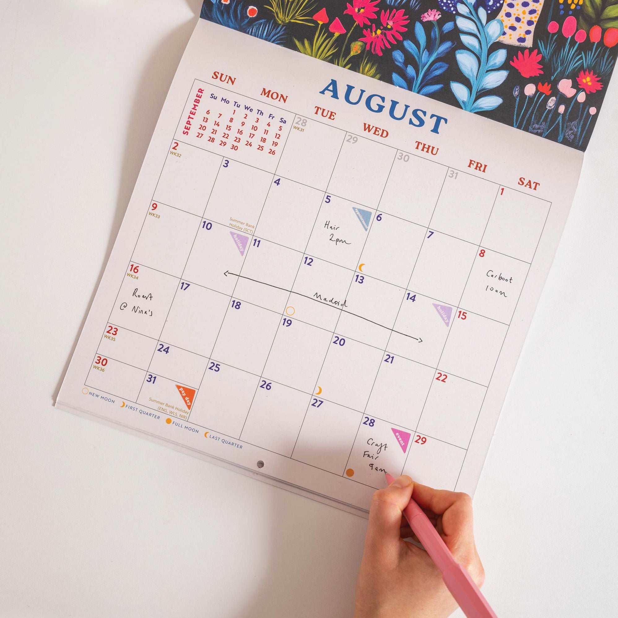 2026 Folk Art Plantscapes Large Grid Art Calendar