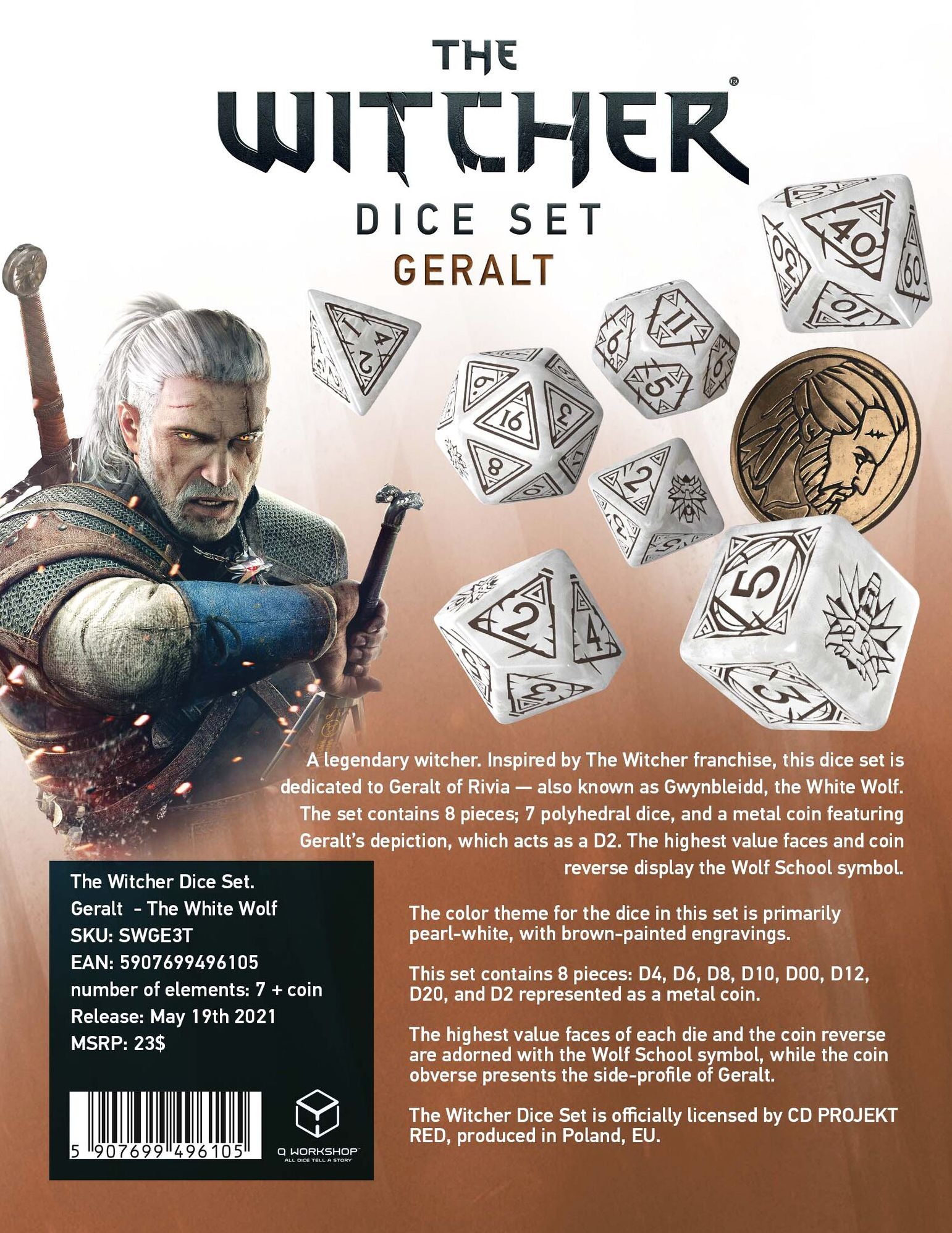 Witcher Dice Geralt The White Wolf by Q-Workshop