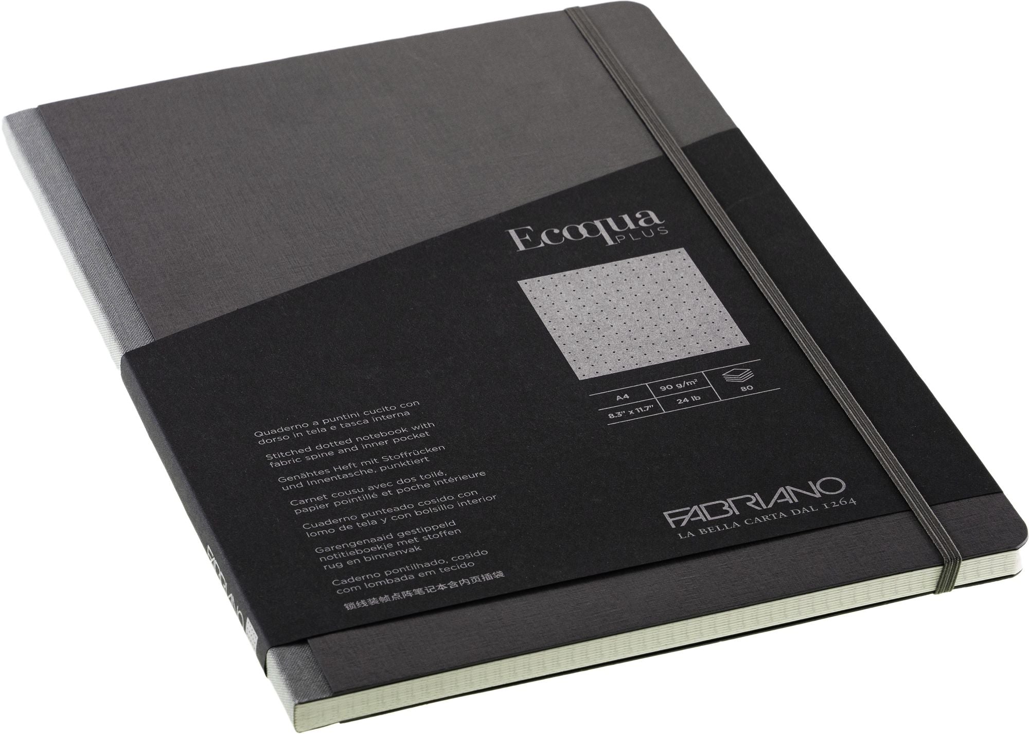 Ecoqua Plus Journal, A4, Fabric-Bound, Dotted, Grey