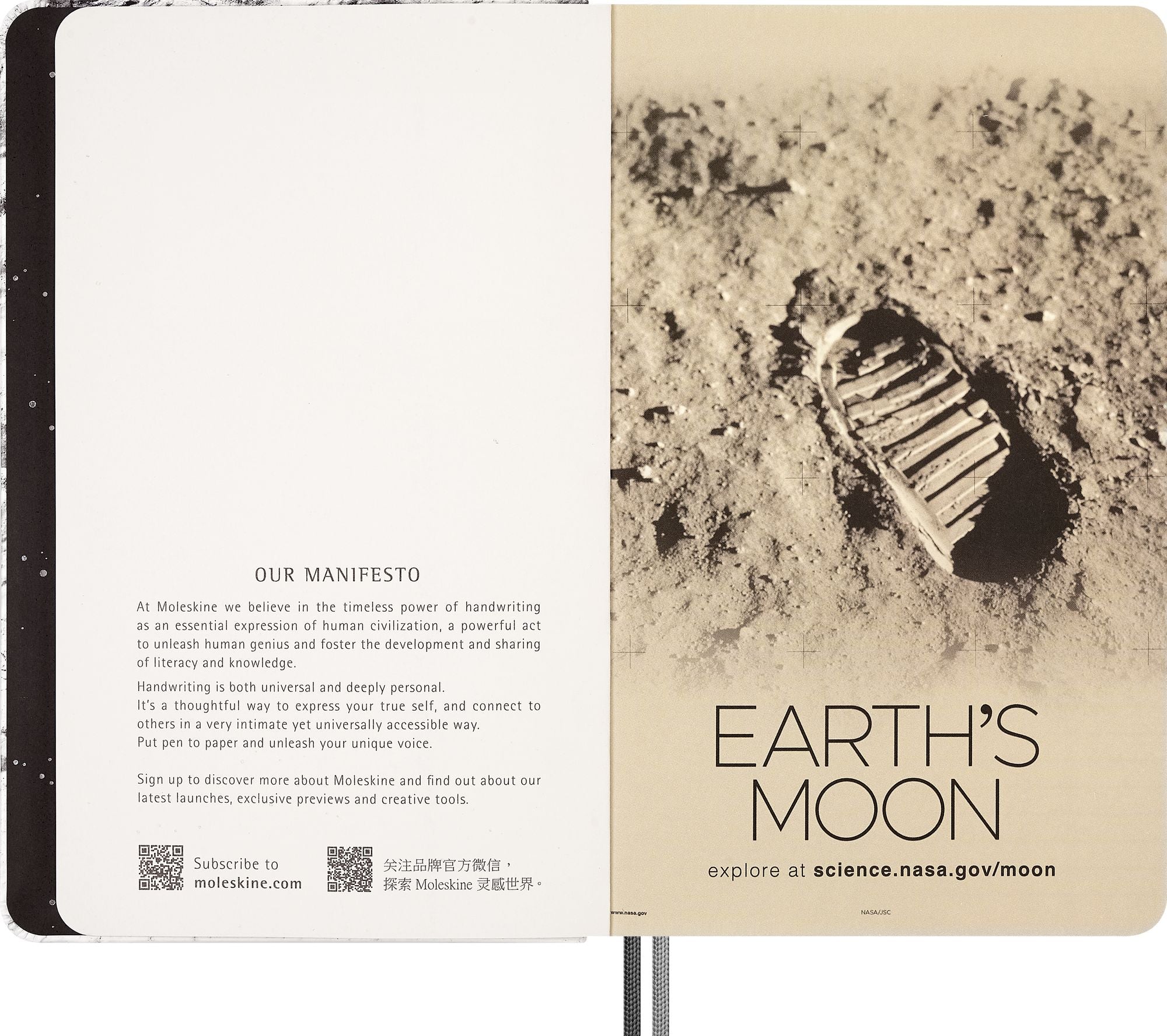 Moleskine Limited Edition NASA-inspired 'Moon surface' Notebook, Hard Cover, Large (5" x 8.25"), Ruled/Lined, Light Grey, 176 pages