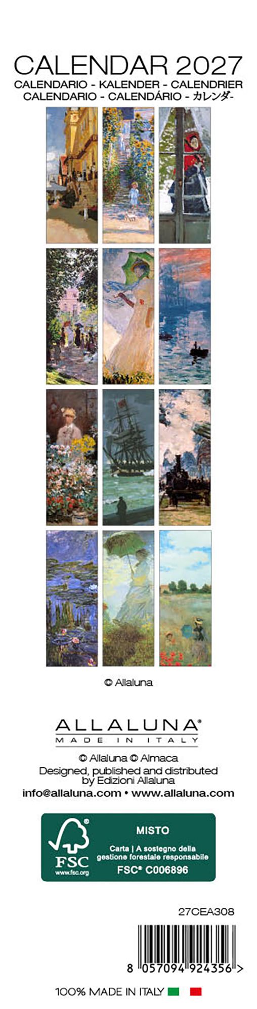 2027 Monet Bookmark Calendar