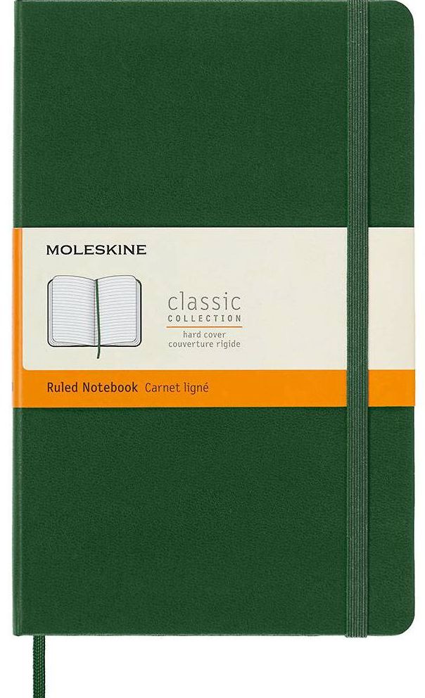 Moleskine Notebook, Large, Ruled, Myrtle Green, Hard (5 x 8.25)