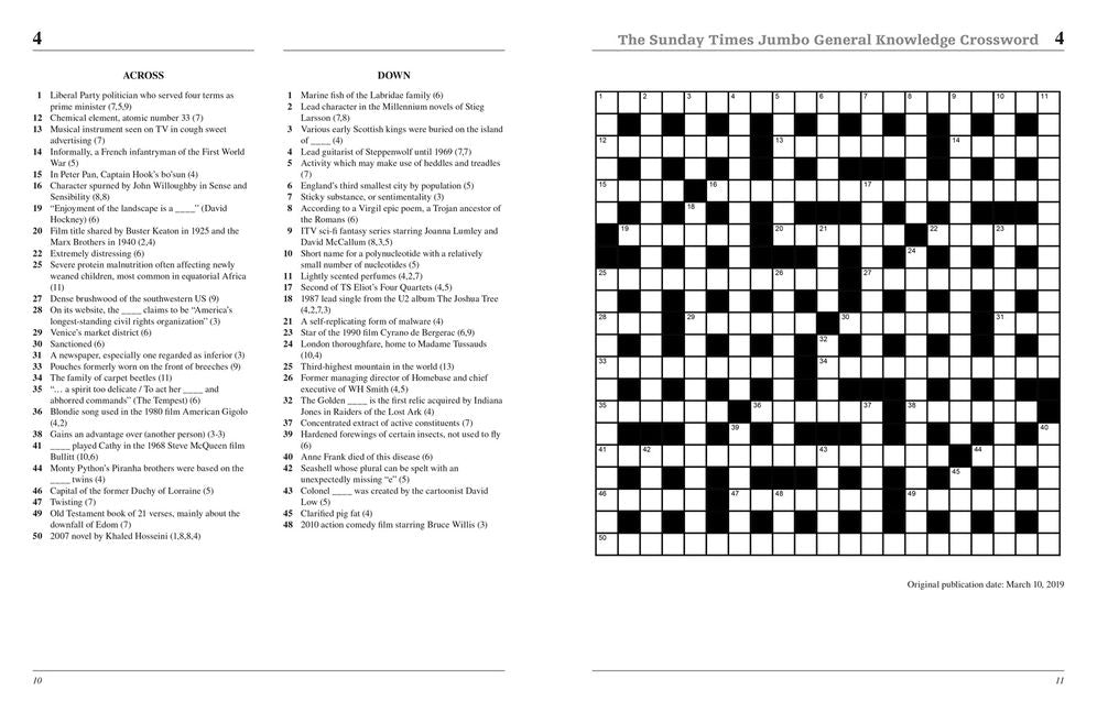 The Sunday Times Jumbo General Knowledge Crossword Book 4: 50 challenging crossword puzzles