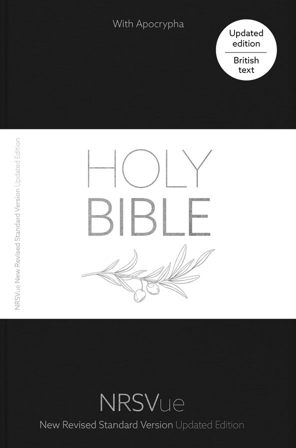 NRSVue Holy Bible with Apocrypha, Black Hardback, Silver Foiled Cover, Silver Ribbon Marker, British Text, NRSVue New Revised Standard Version Updated Edition, Hardback, Standard size