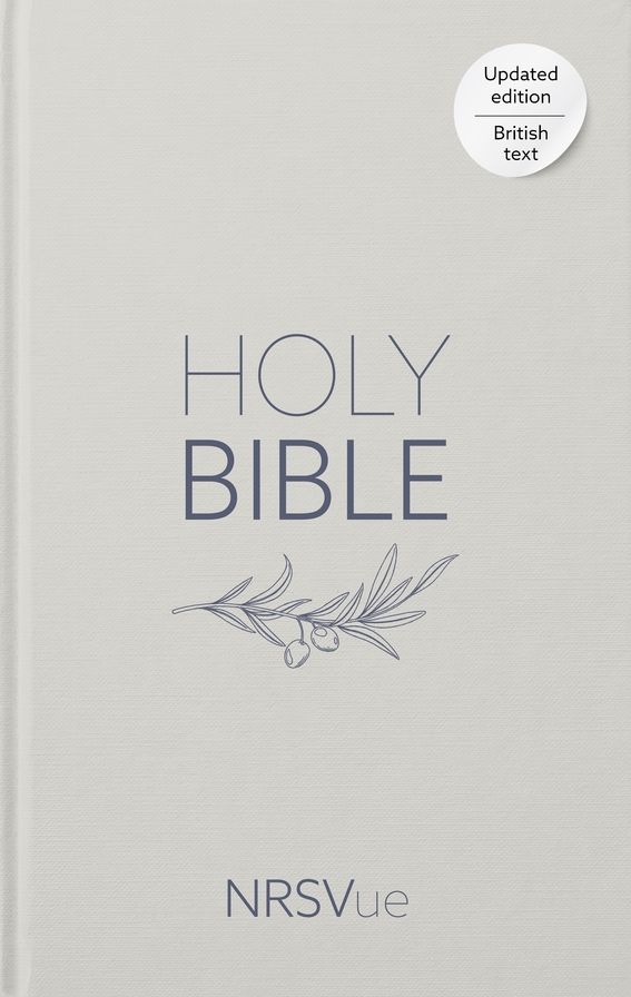 NRSVue Holy Bible, Pale Grey Hardback, Olive Illustration, Navy Ribbon Marker, British Text, NRSVue New Revised Standard Version Updated Edition, Hardback, Personal size: British Text in Durable Hardback Binding