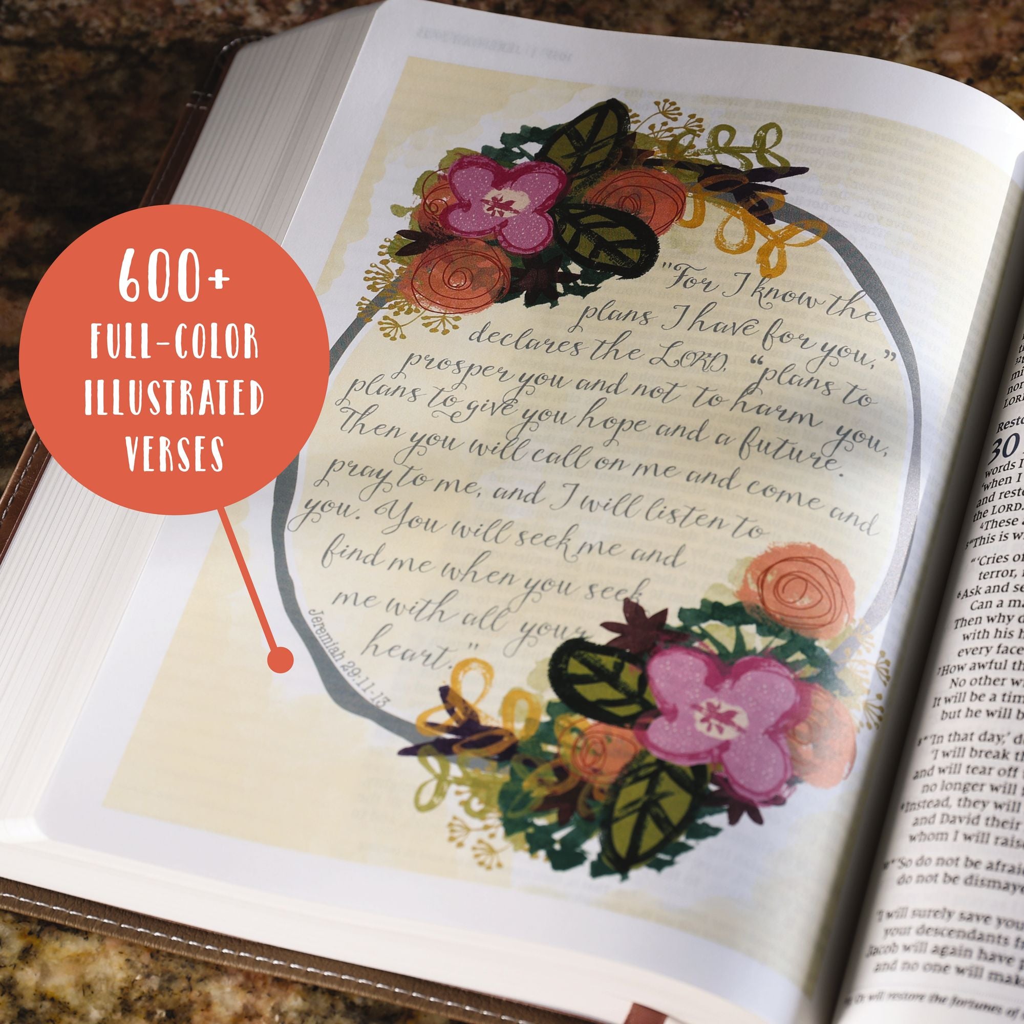 NIV, Beautiful Word Bible, Updated Edition, Journal Edition for Women, 600+ Full-Color Illustrated Verses, Peel/Stick Bible Tabs, Floral Cloth over Board, Red Letter, Comfort Print