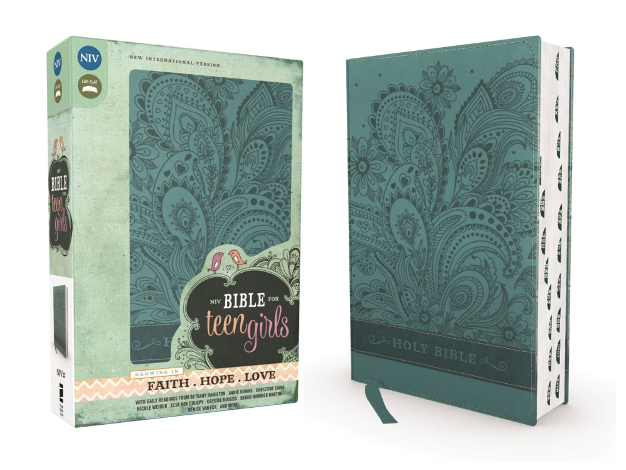 NIV, Bible for Teen Girls, Leathersoft, Blue, Thumb Indexed Tabs: Growing in Faith, Hope, and Love - The Perfect Christian Faith Gift for Your Teenage Girl, Age 13-18