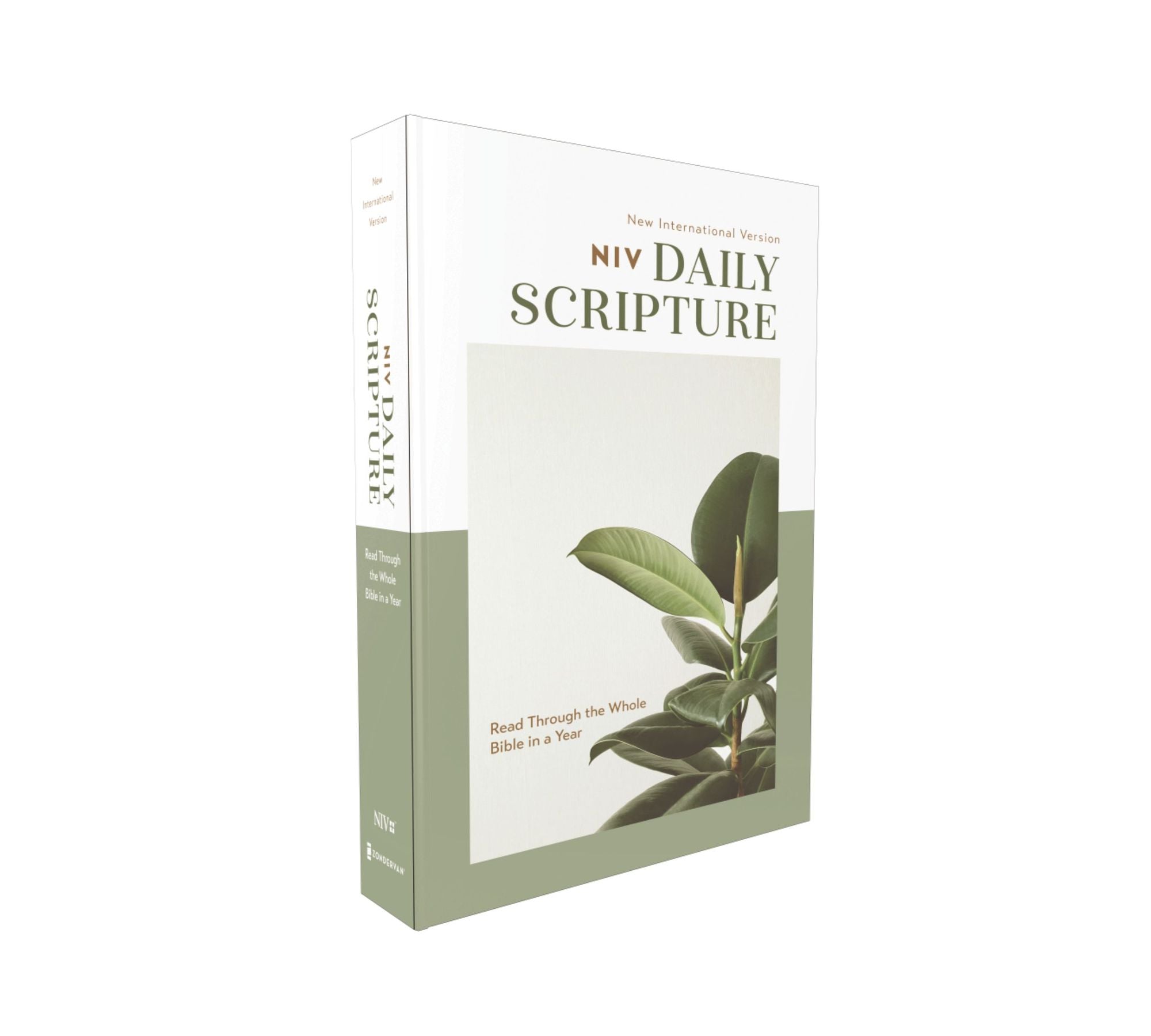 NIV, Daily Scripture, Paperback, White/Sage, Comfort Print: 365 Days to Read Through the Whole Bible in a Year