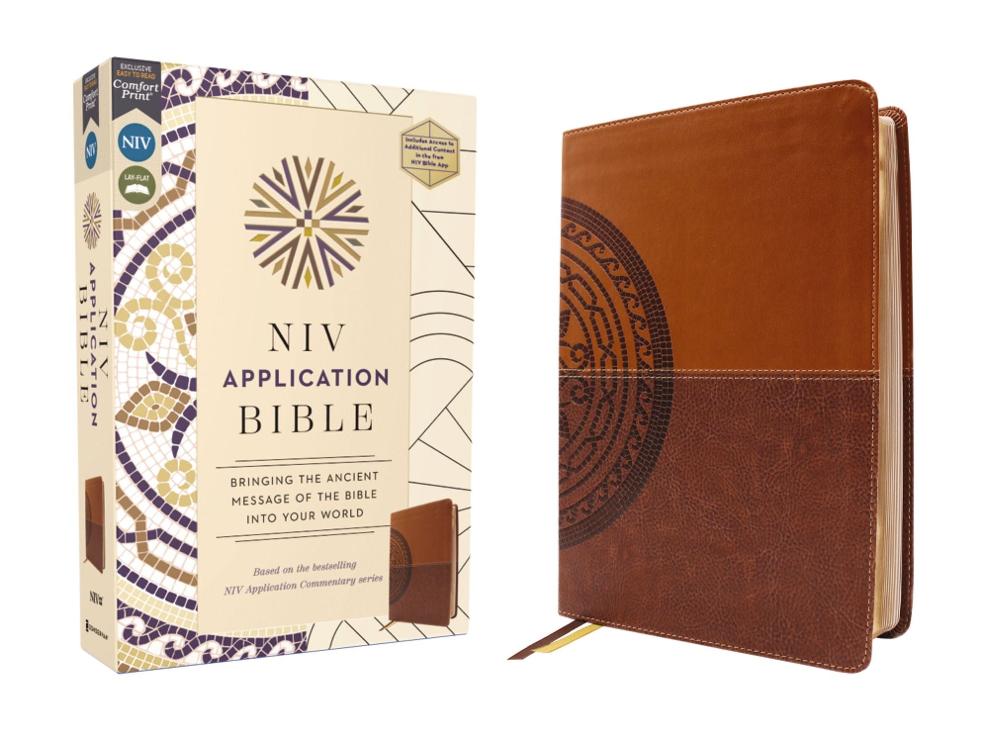 NIV Application Bible, Leathersoft, Brown, Red Letter, Comfort Print: Bringing the Ancient Message of the Bible into Your World