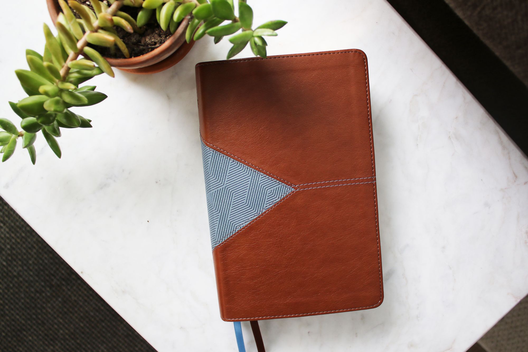 NIV Application Bible, Personal Size, Leathersoft, Brown/Blue, Red Letter, Comfort Print: Bringing the Ancient Message of the Bible into Your World