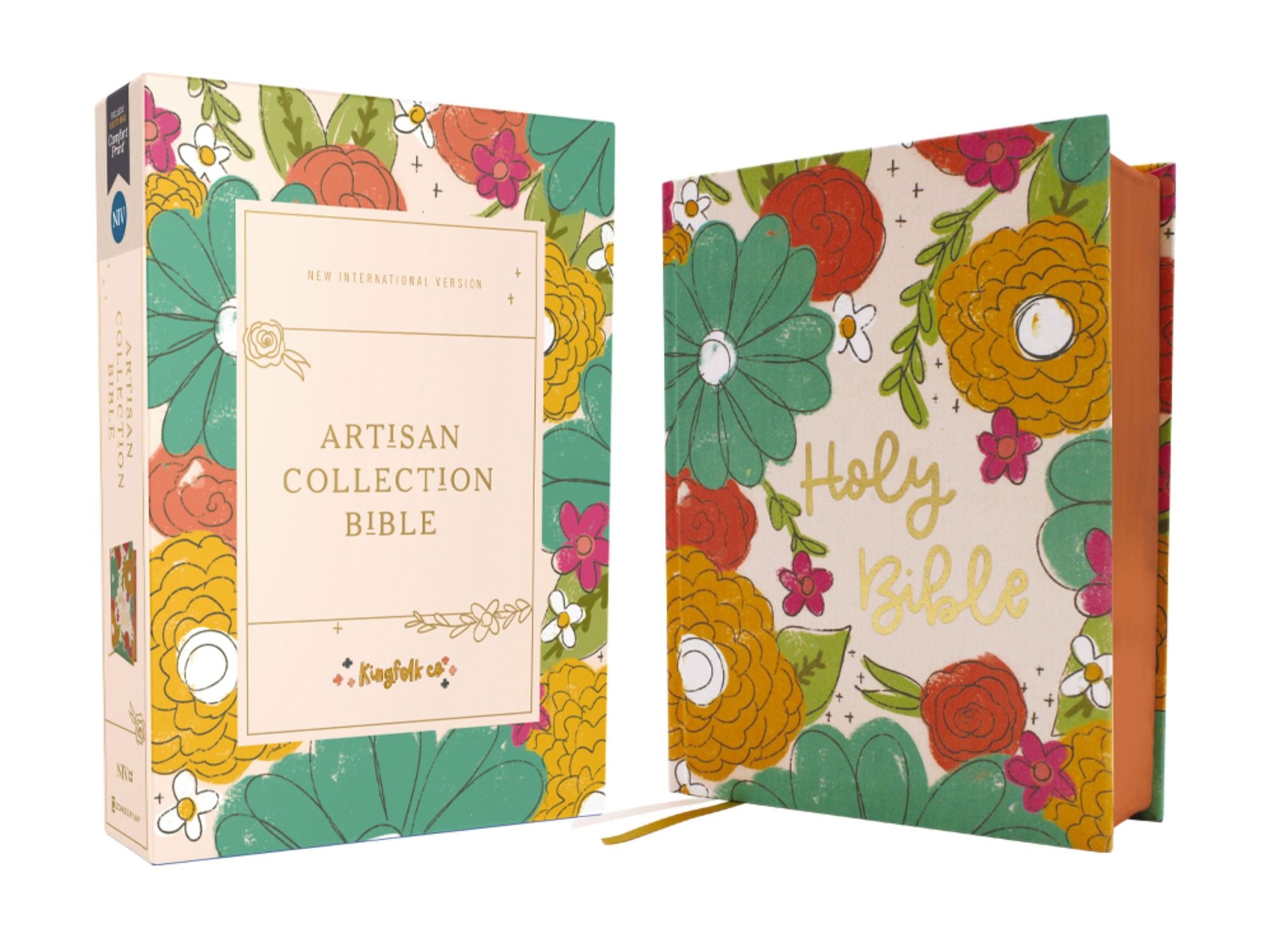 NIV, Artisan Collection Bible, Cloth over Board, Multi-Color/Floral, Red Letter, Comfort Print