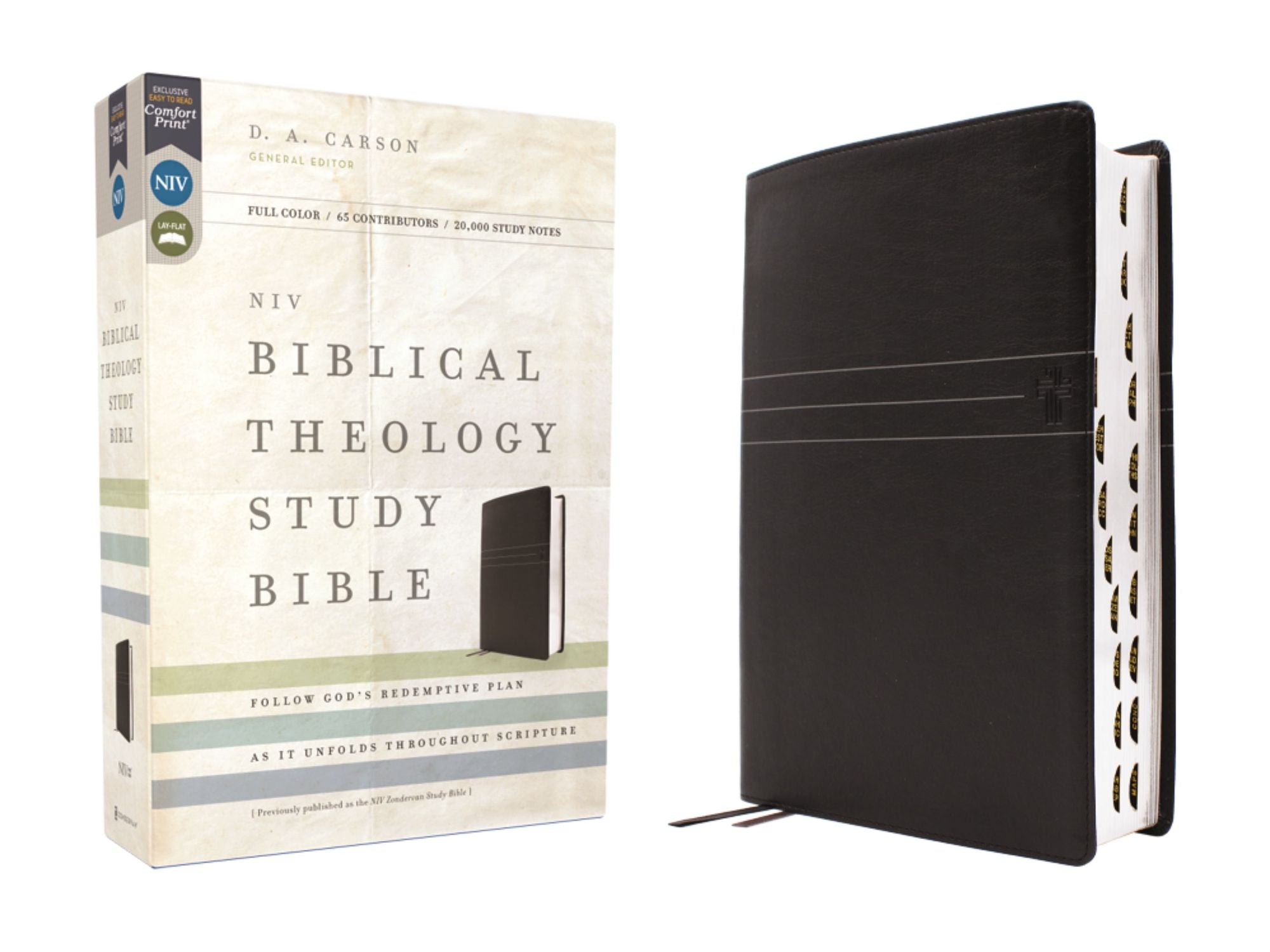 NIV, Biblical Theology Study Bible (Trace the Themes of Scripture), Leathersoft, Black, Thumb Indexed, Comfort Print: Follow God's Redemptive Plan as It Unfolds throughout Scripture