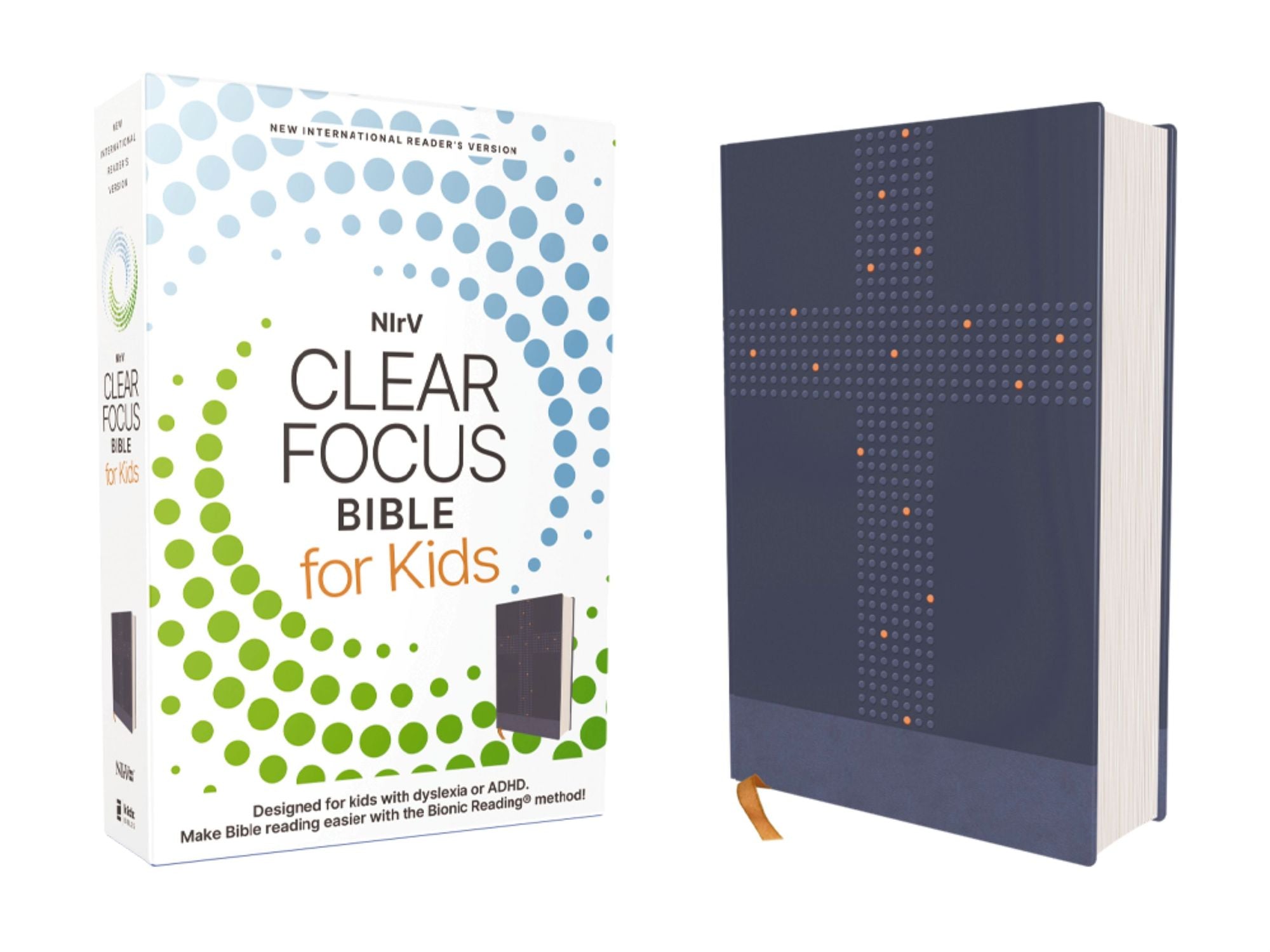 NIrV, Clear Focus Bible for Kids (Help Kids with ADHD or Dyslexia Read with Confidence), Leathersoft, Blue: Read more of the Bible with better focus using the Bionic Reading Method