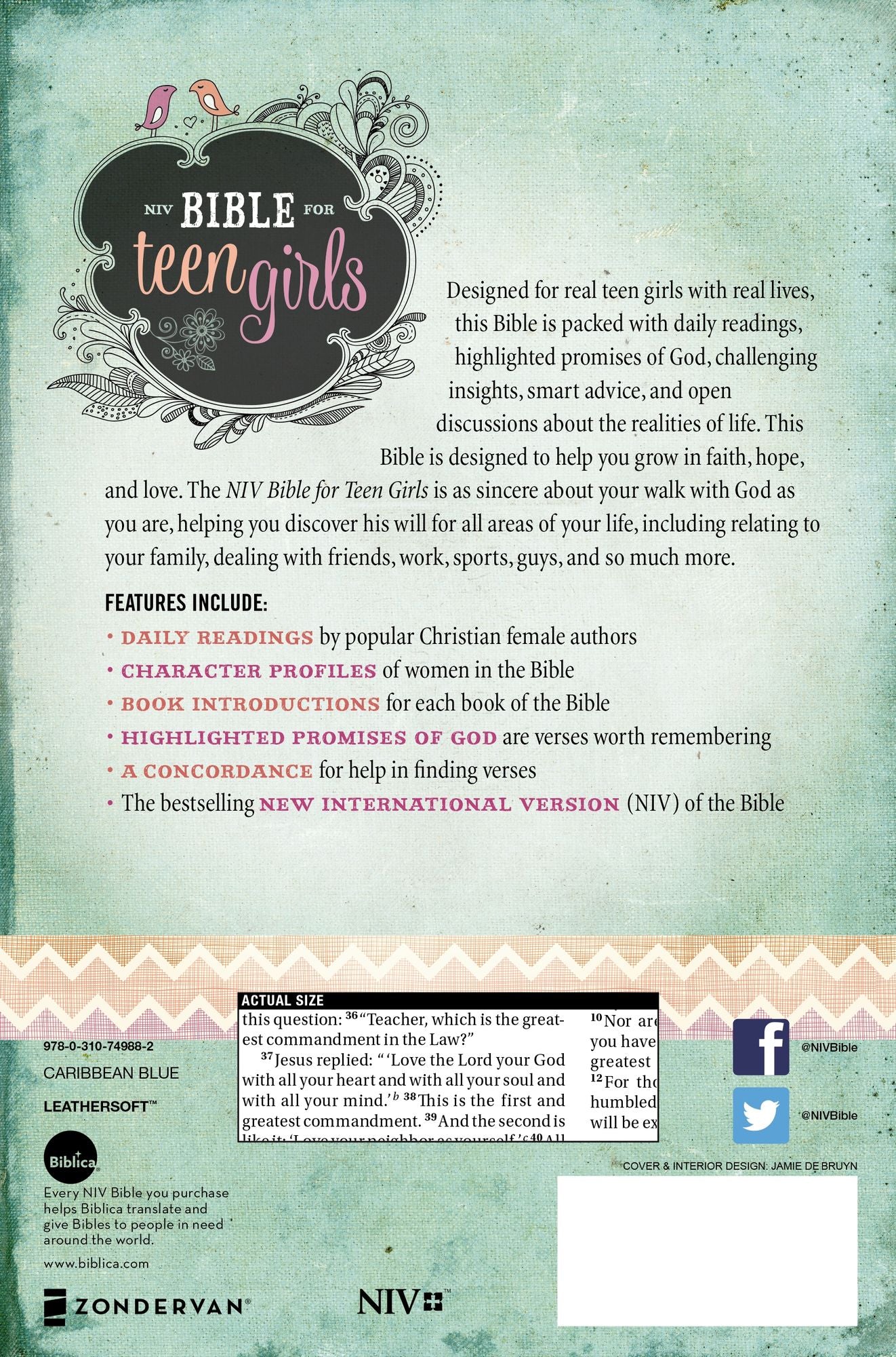 NIV Bible for Teen Girls: Growing in Faith, Hope, and Love