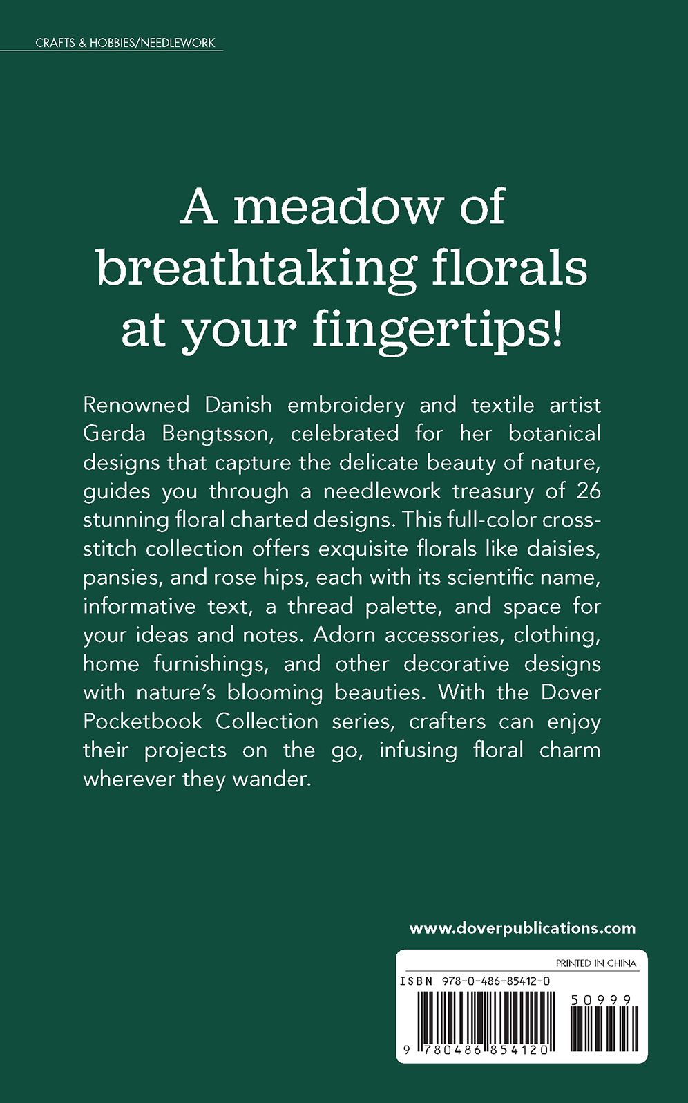 Dover Pocketbook Collection: Cross-Stitch Flowers: Classic Patterns, Checklists, Space for Notes