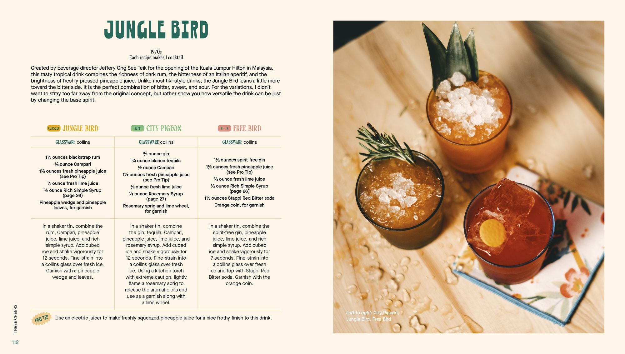 Three Cheers: Cocktails Three Ways: Classics, Riffs, and Zero-Proof Sips