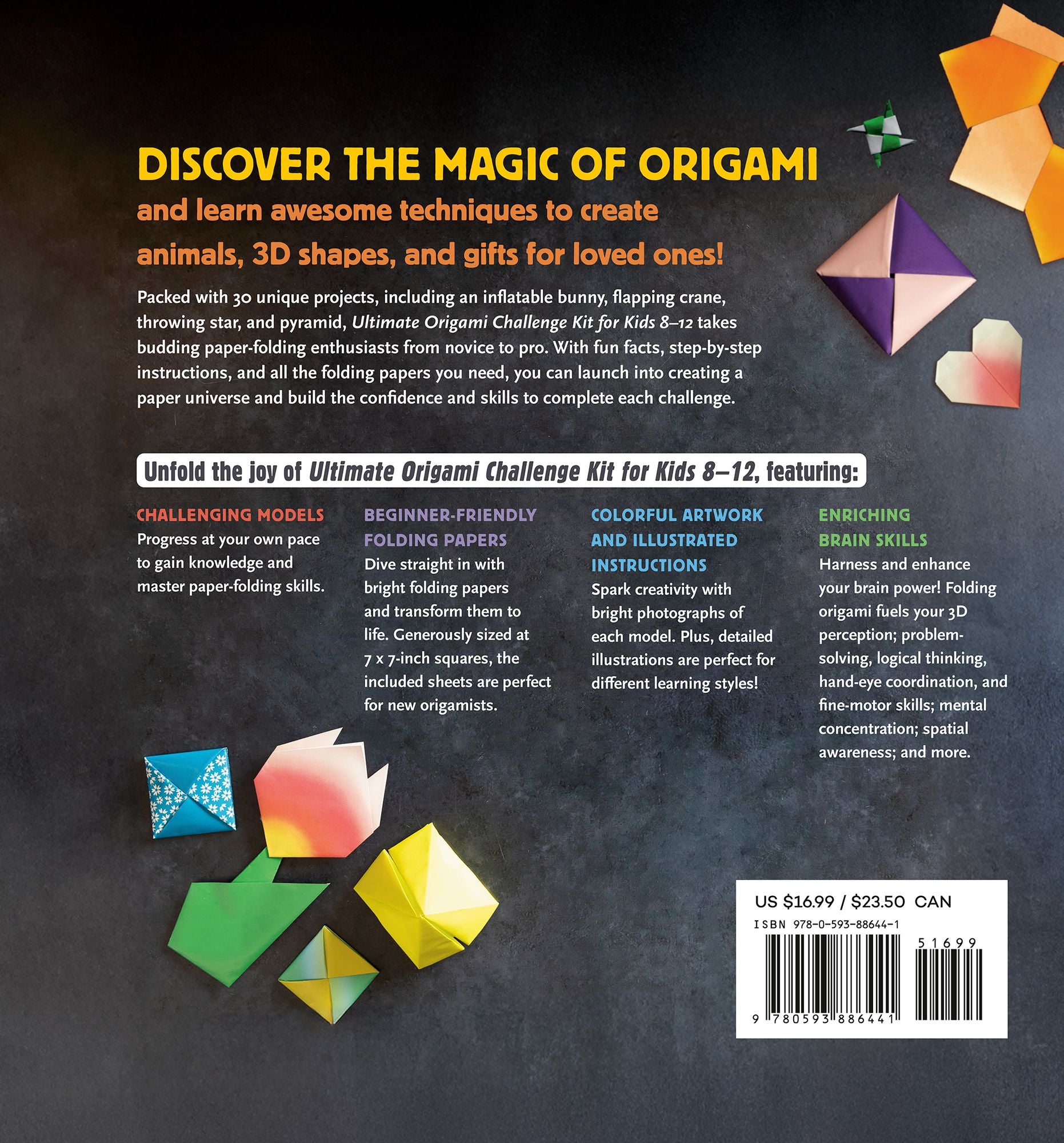 Ultimate Origami Challenge Kit for Kids 8-12: Fun Projects and Step-by-Step Folding Techniques to Go from Novice to Pro (90 Paper Sheets / 30 Projects Included)