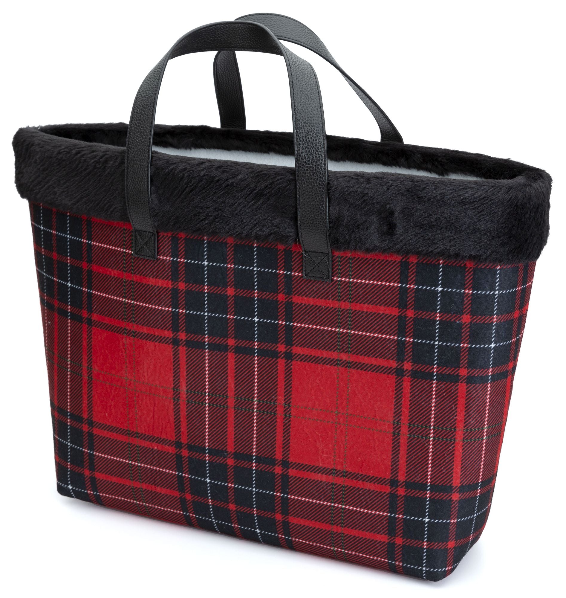 B&N Exclusive Red Plaid Holiday Tote