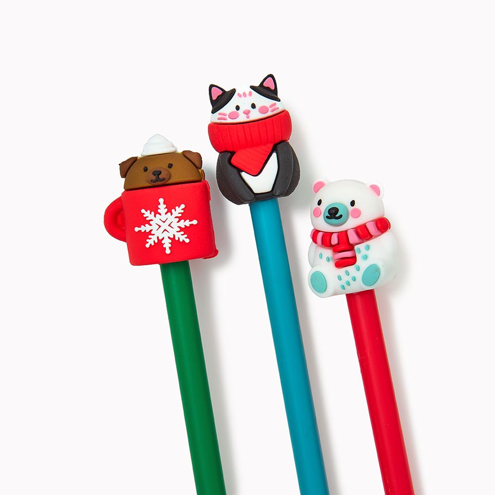 Holiday Cozy Critter Pens, 3 styles assorted