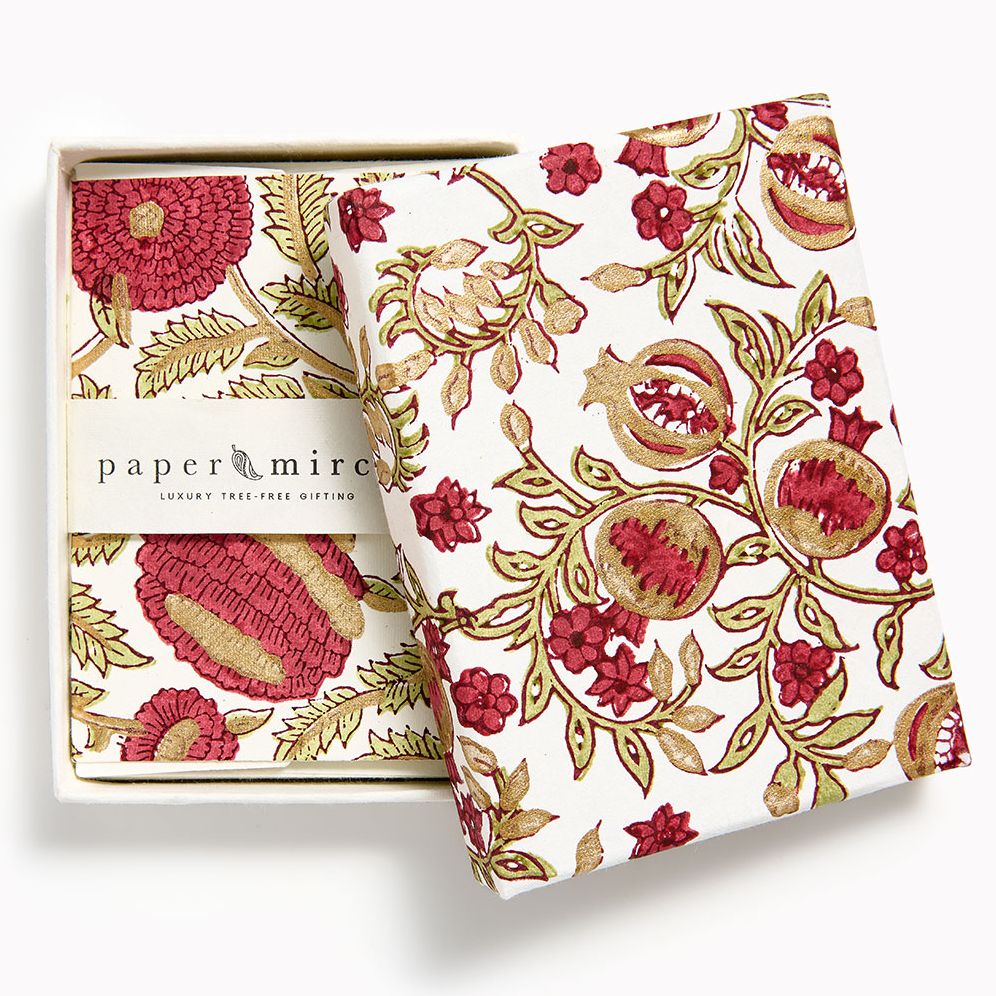 Pomegranate Block Printed Cotton Card Boxed Set 6pk - Exclusive