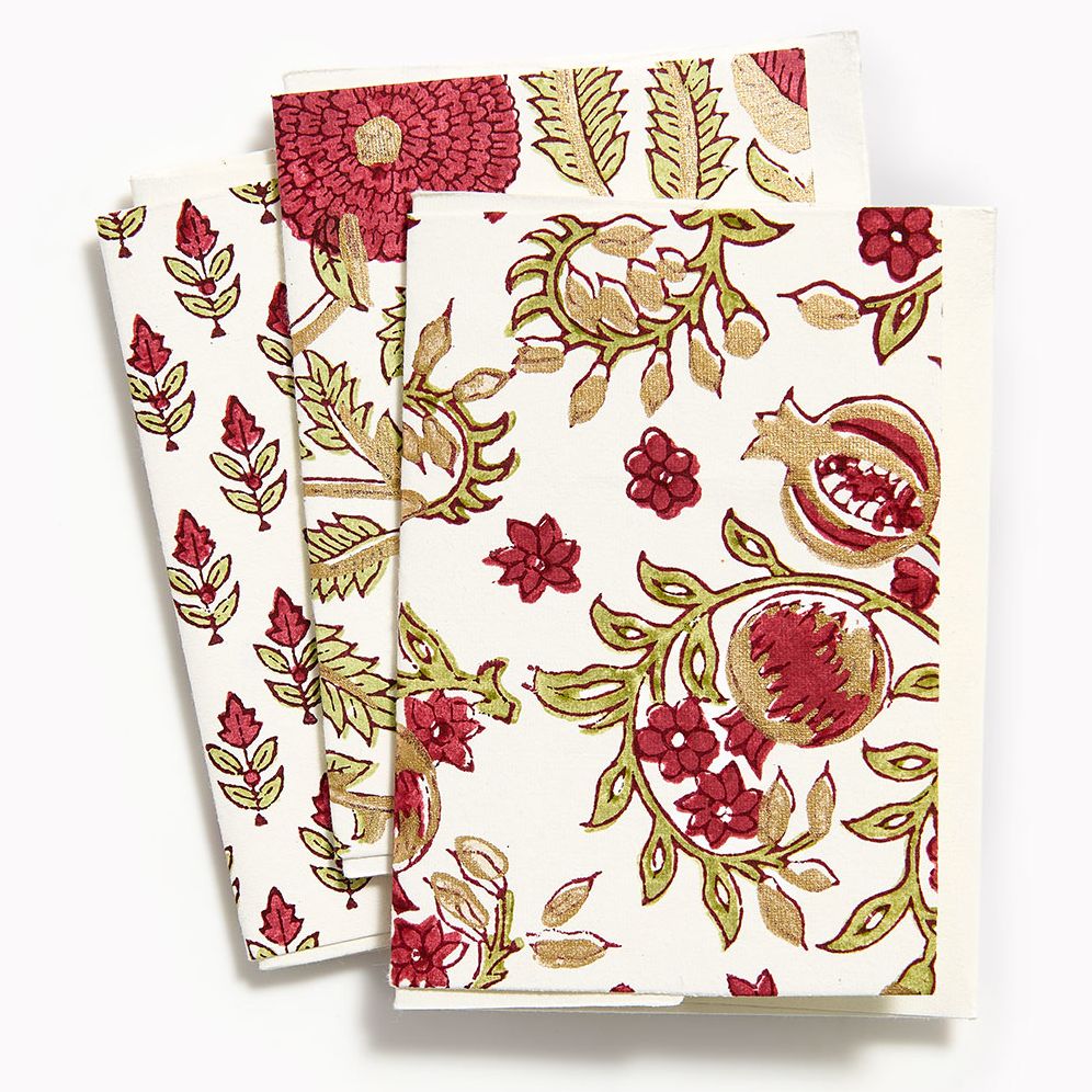Pomegranate Block Printed Cotton Card Boxed Set 6pk - Exclusive