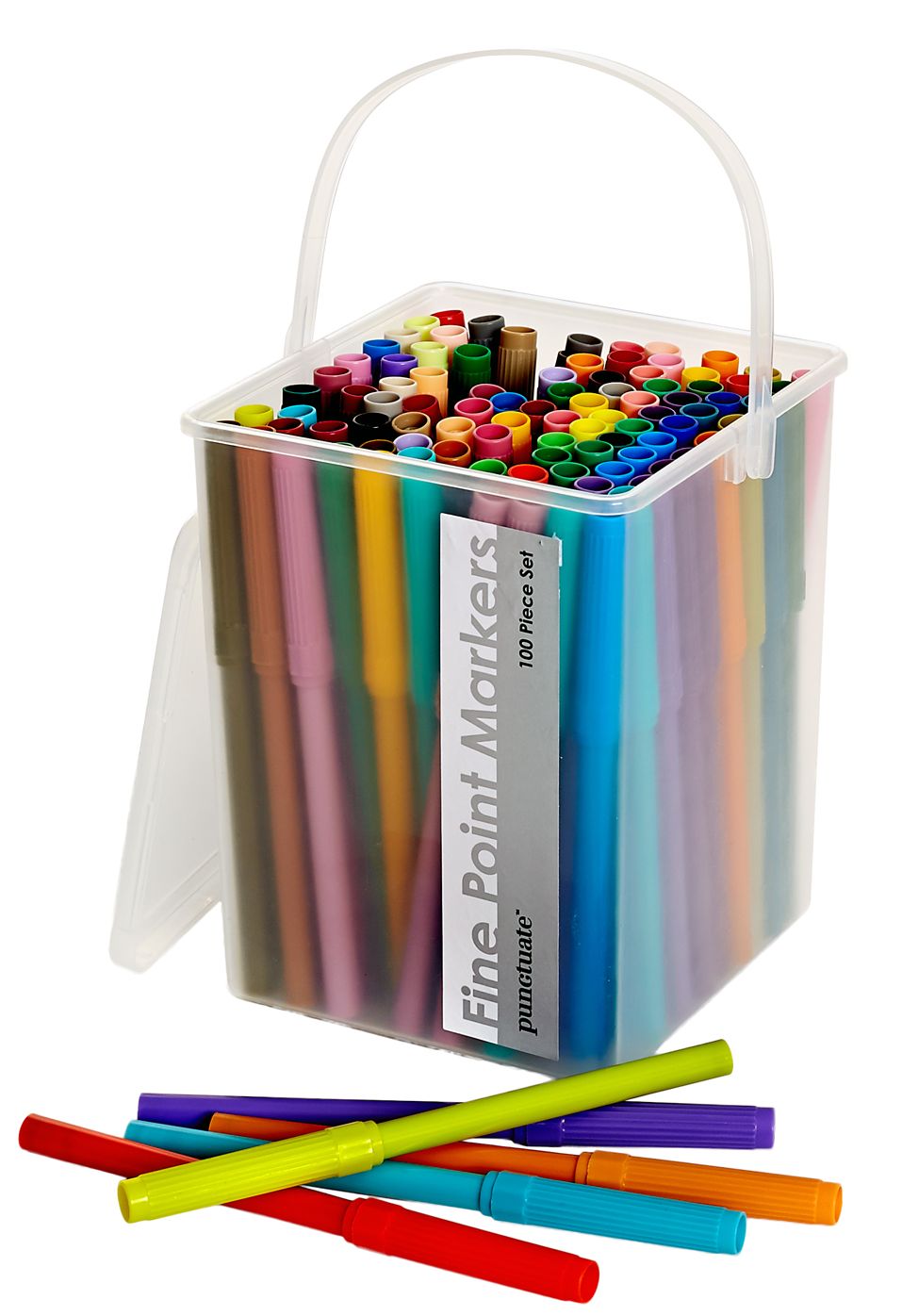 Fine Point Markers in Plastic Carrying Tub- Set of 100