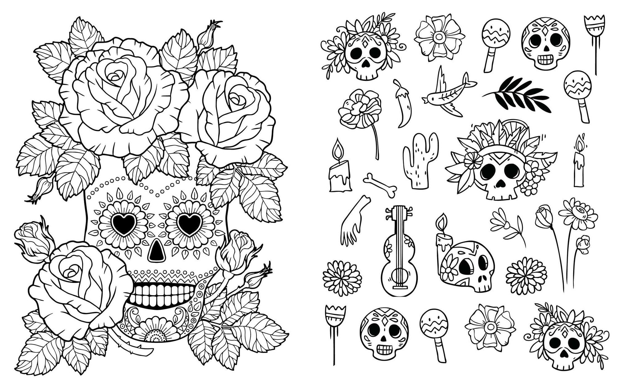 Day of the Dead: Coloring Book: Color-Your-Own Gallery Wall Art