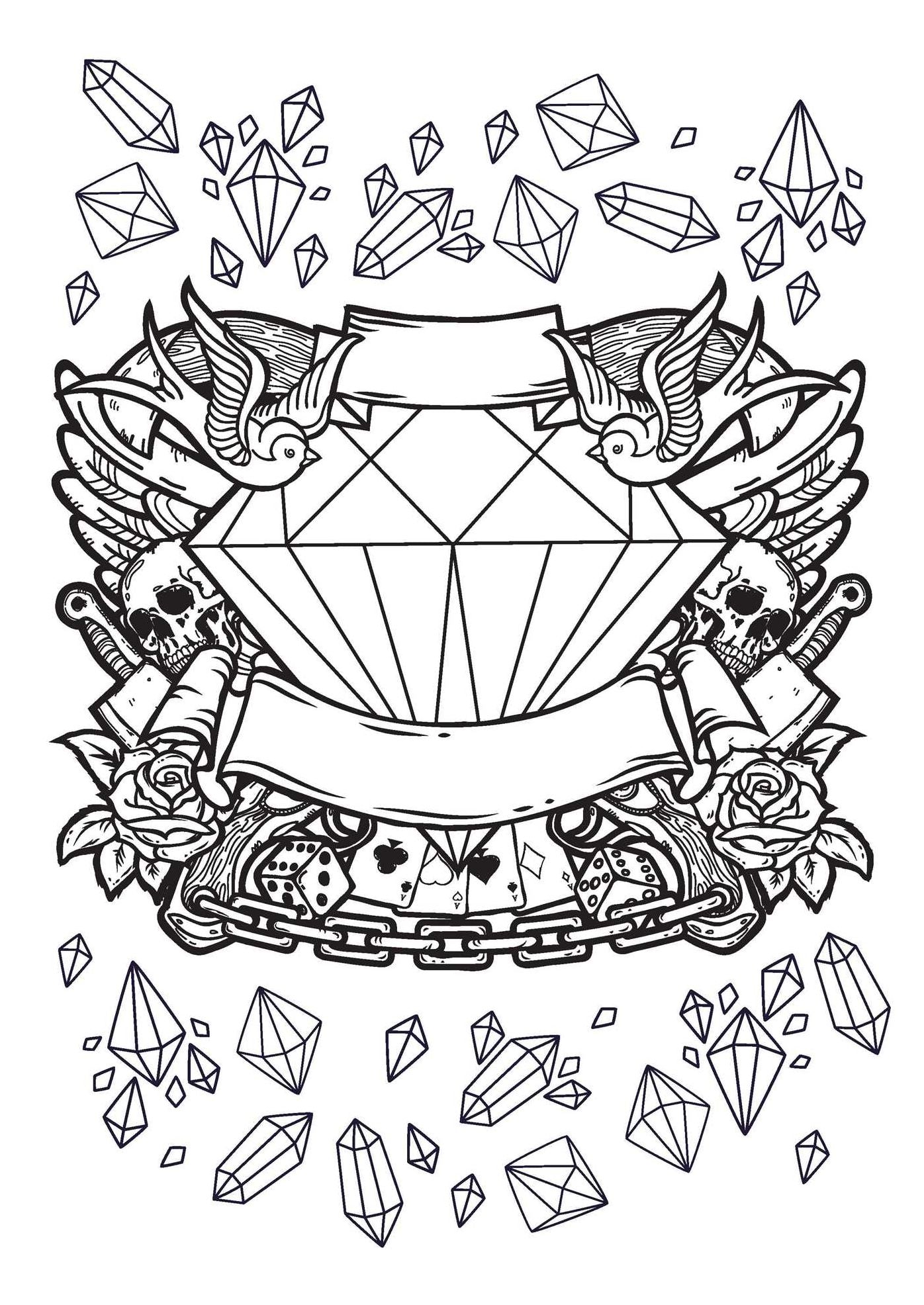 Tattoo Design: Coloring Book: Color-Your-Own Gallery Wall Art