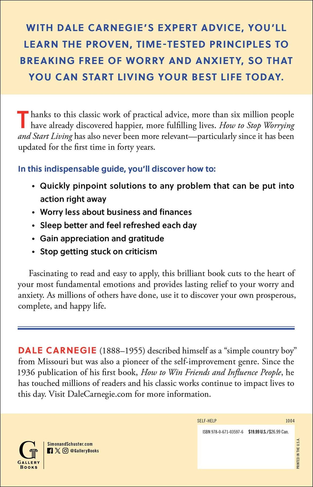 How to Stop Worrying and Start Living: Time-Tested Methods for Conquering Worry