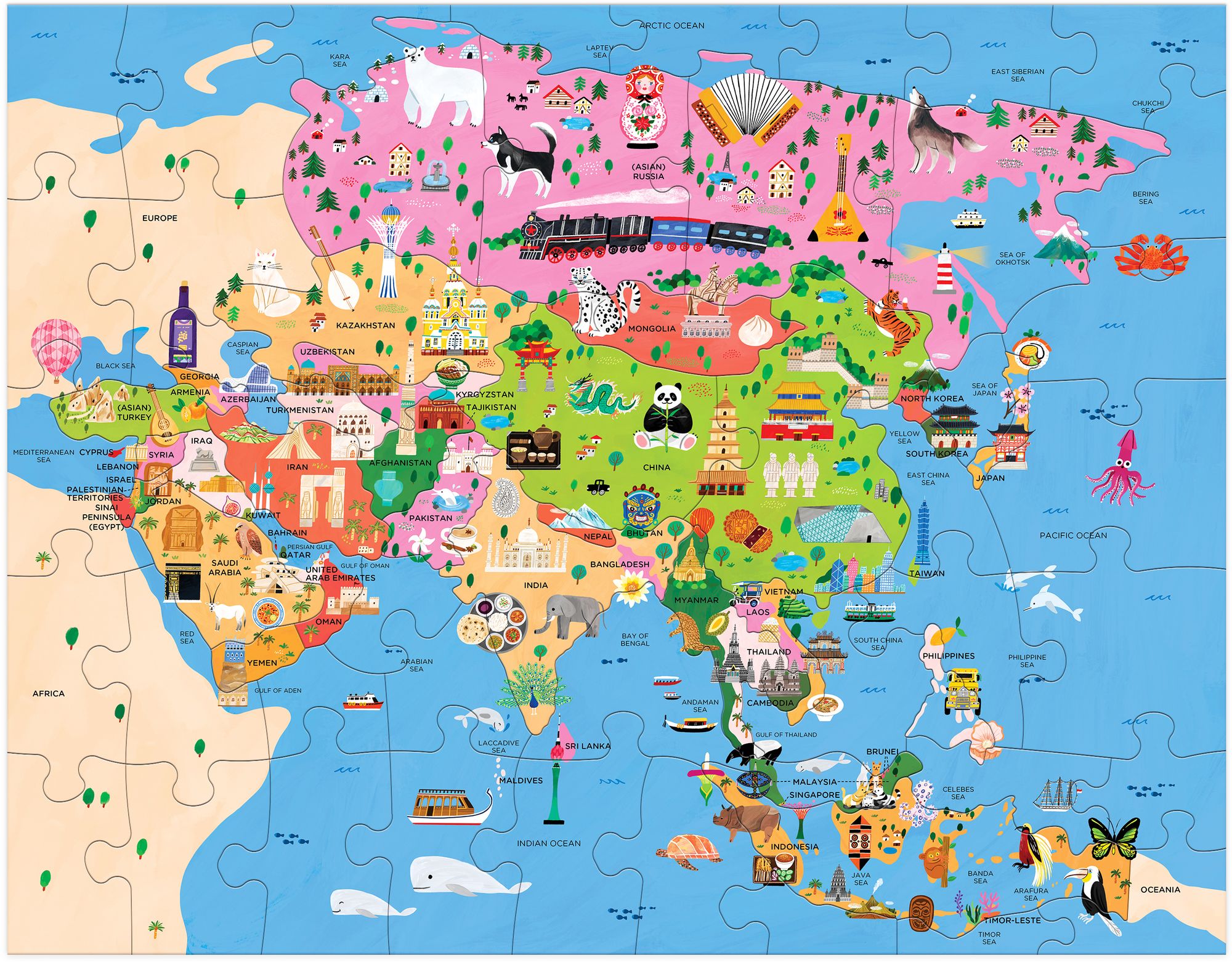 Map of Asia 70 Piece Geography Puzzle