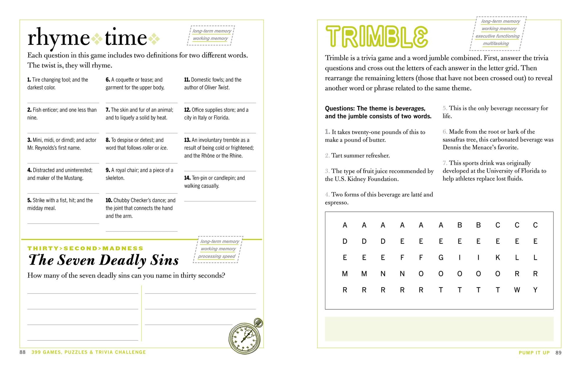 399 Games, Puzzles & Trivia Challenges Specially Designed to Keep Your Brain Young.