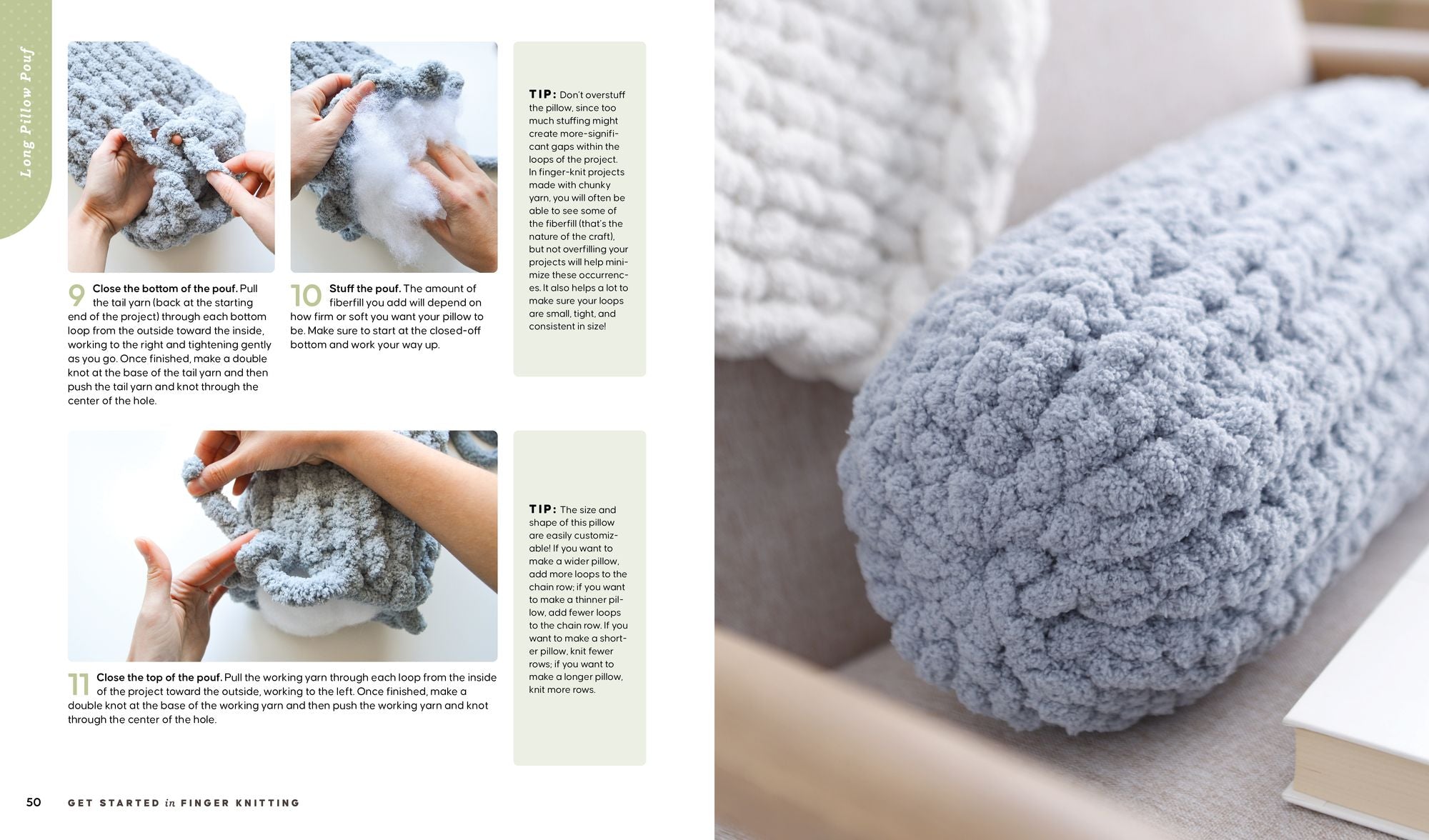 Get Started in Finger Knitting: Patterns and Instructions for Making Chunky Blankets, Cozy Pillows, and Cute Stuffies by Hand