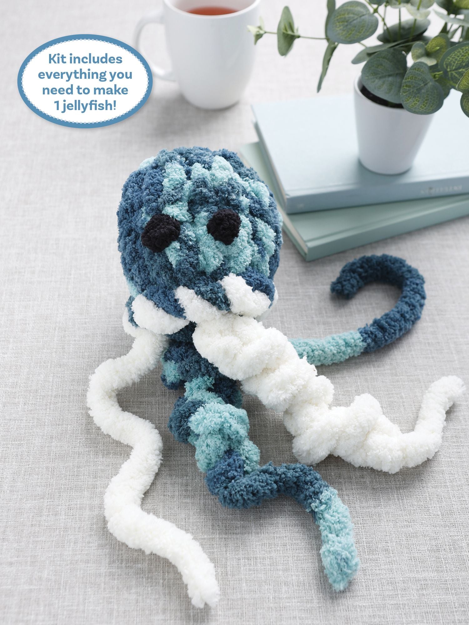 Super Simple Finger Knitting Kit Jiggle the Jellyfish: Everything You Need Is Included: Chunky Yarn, Fiberfill, Instruction Booklet, Exclusive Step-by-Step Video, and Collectible Sticker; Beginner Friendly!